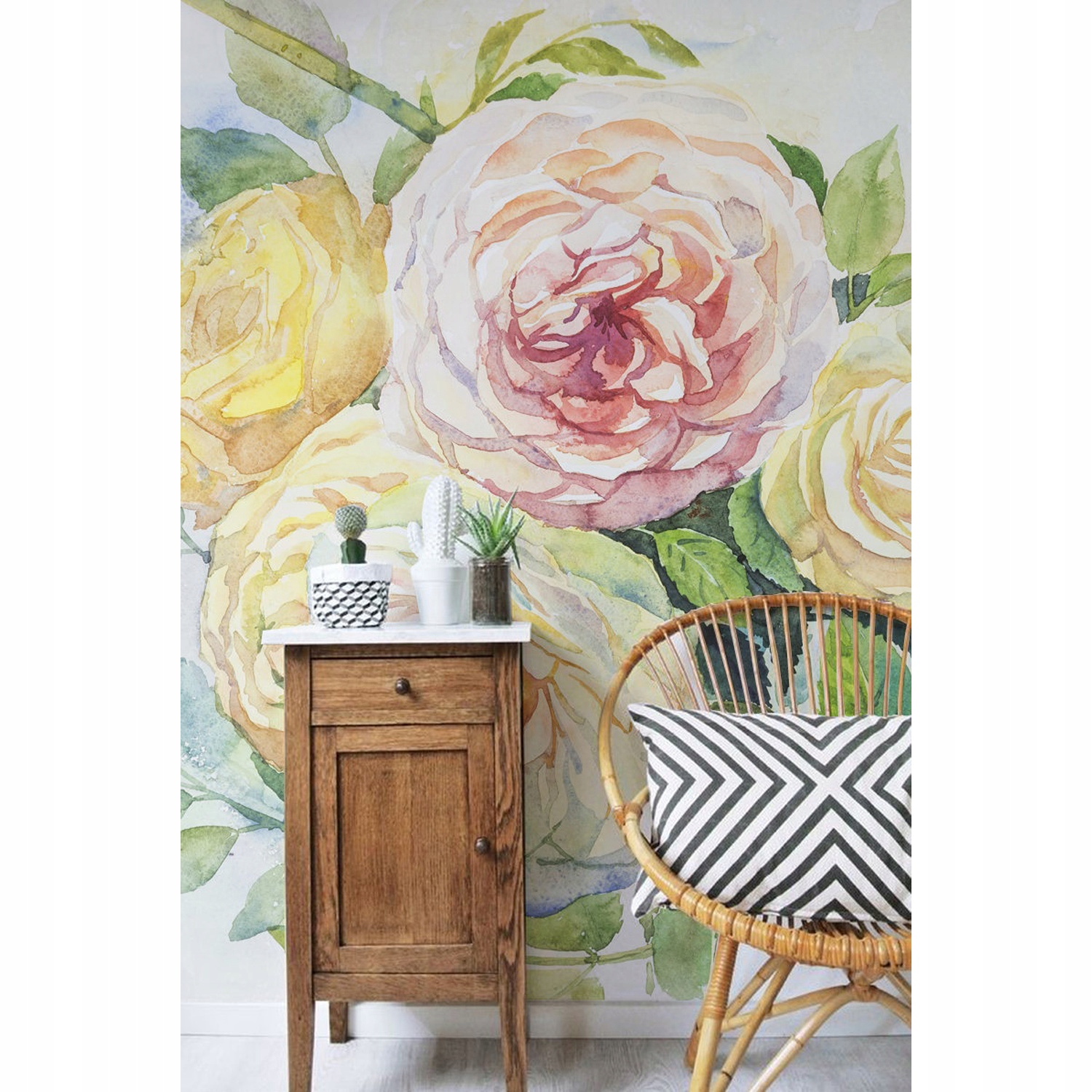

Tapeta ścienna Akwarelowe malarstwo róż 250x250 cm
