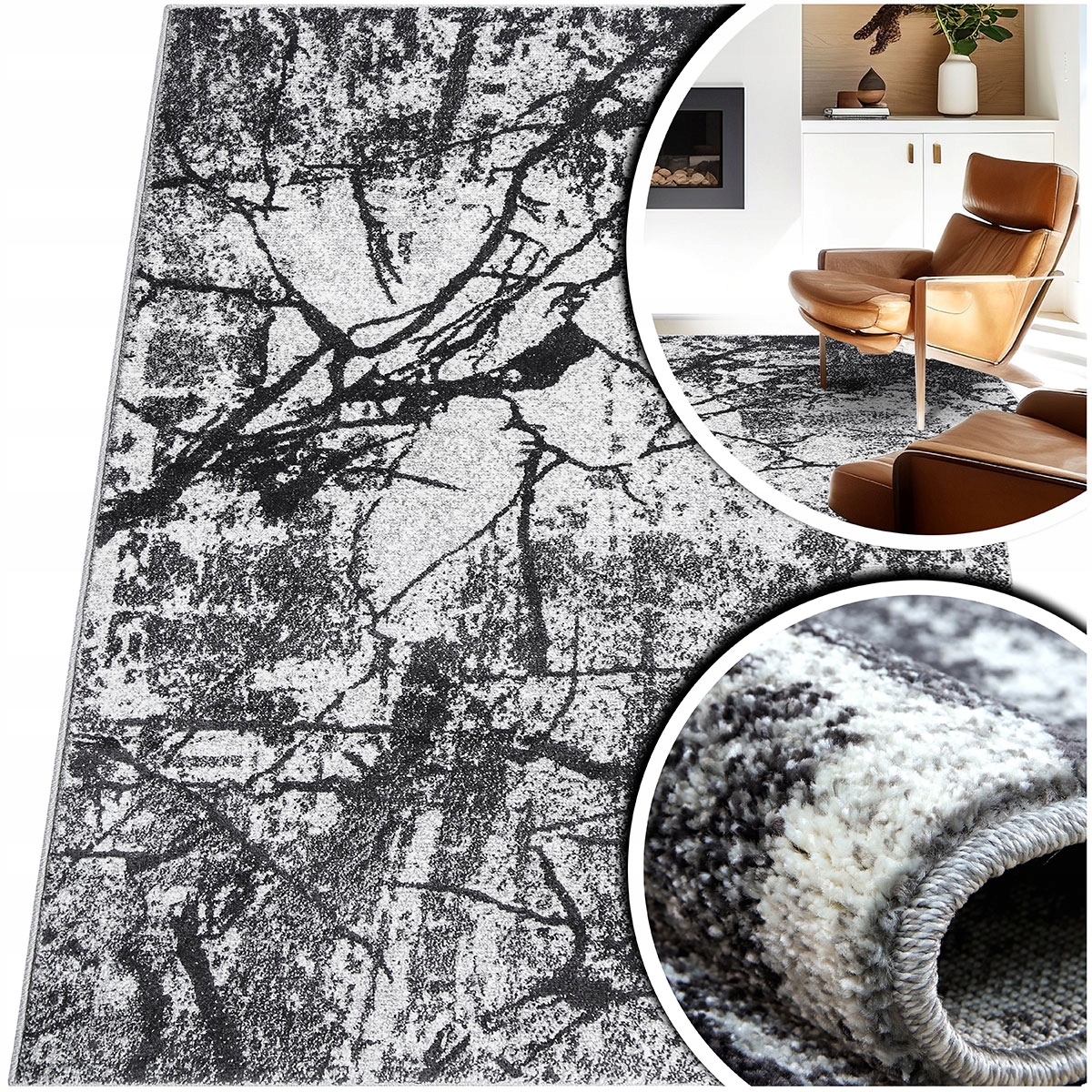 Černý Koberec Do Ložnice Adventure Šedý Koberec Do Obývacího Pokoje Stromy 60x110