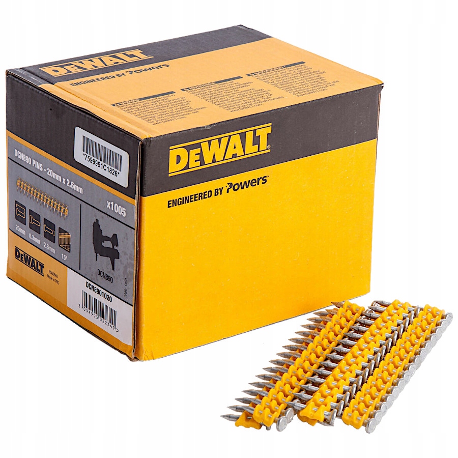 Gwoździe Std 2,6x20 mm na taśmie do DCN890 DeWALT DCN8901020