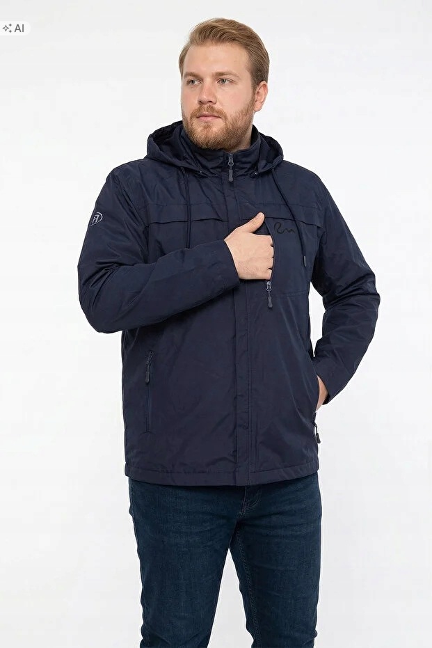 Pánský Softshellový Kabát S Kapucí Sportovní Tmavě Modrý 3XL 5IA