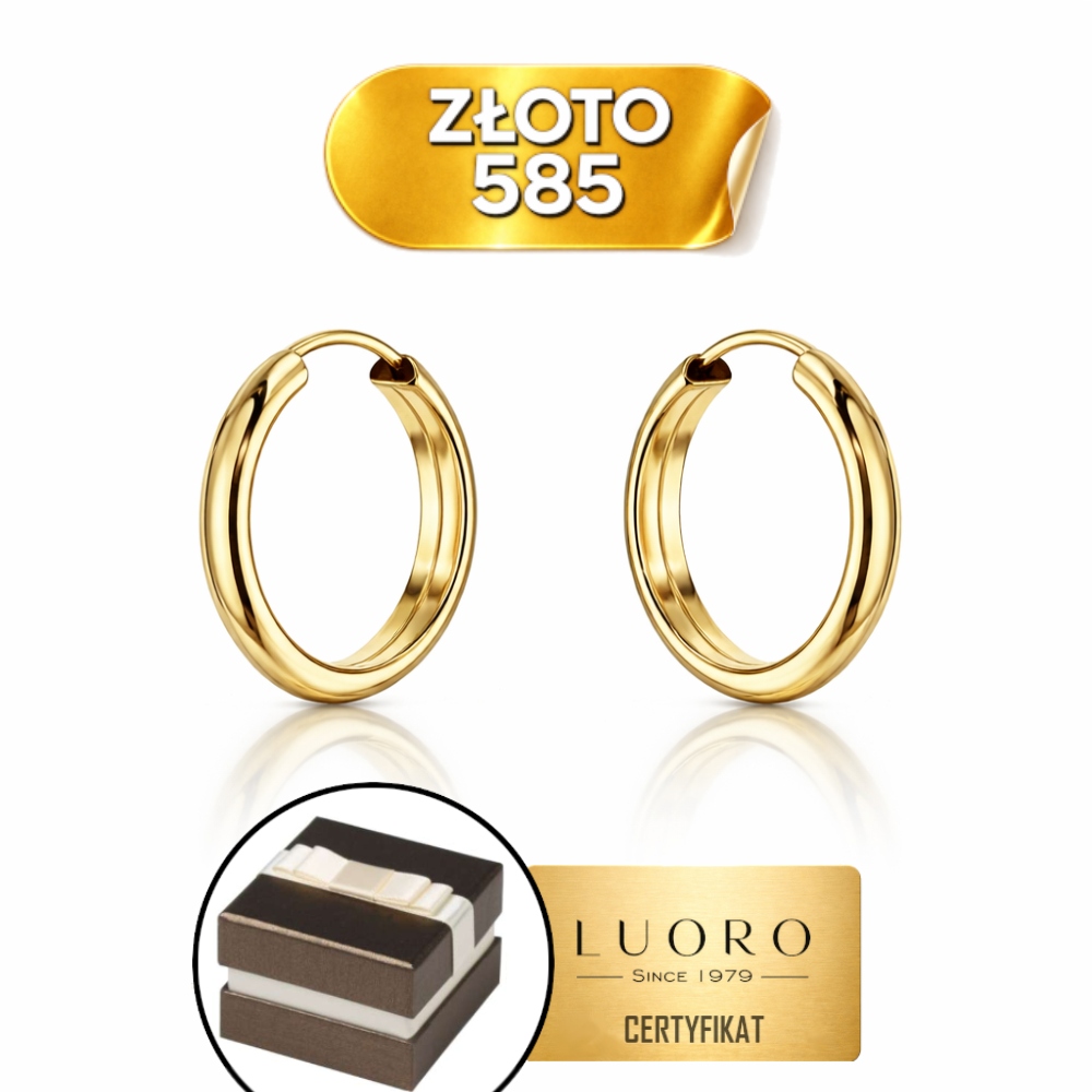 Náušnice Zlaté 585 14K Kolečka 20 MM Kreole Lehké Elegantní