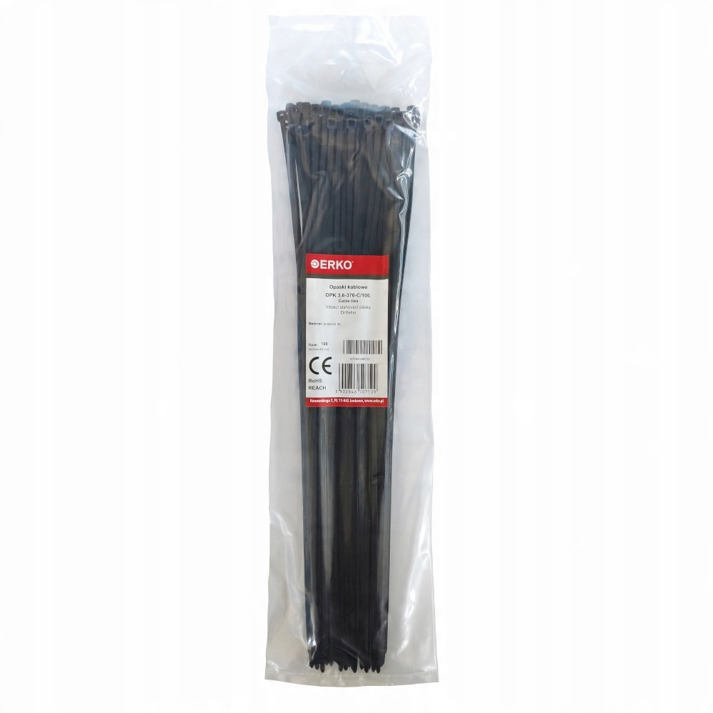 

Opaski Kablowe Zaciskowe 3,6x370 Czarne Trytki