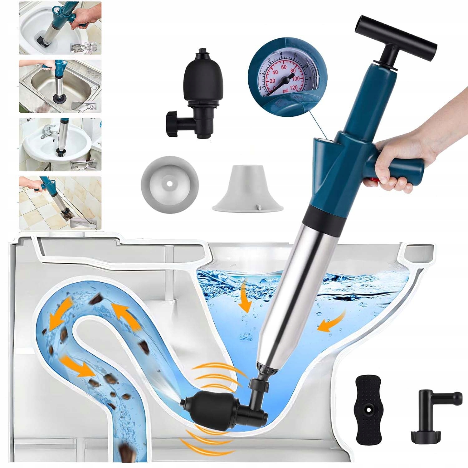 Vysokotlaký Píst Do Toalety K Zprůchodnění Potrubí Wc, Snadné Použití