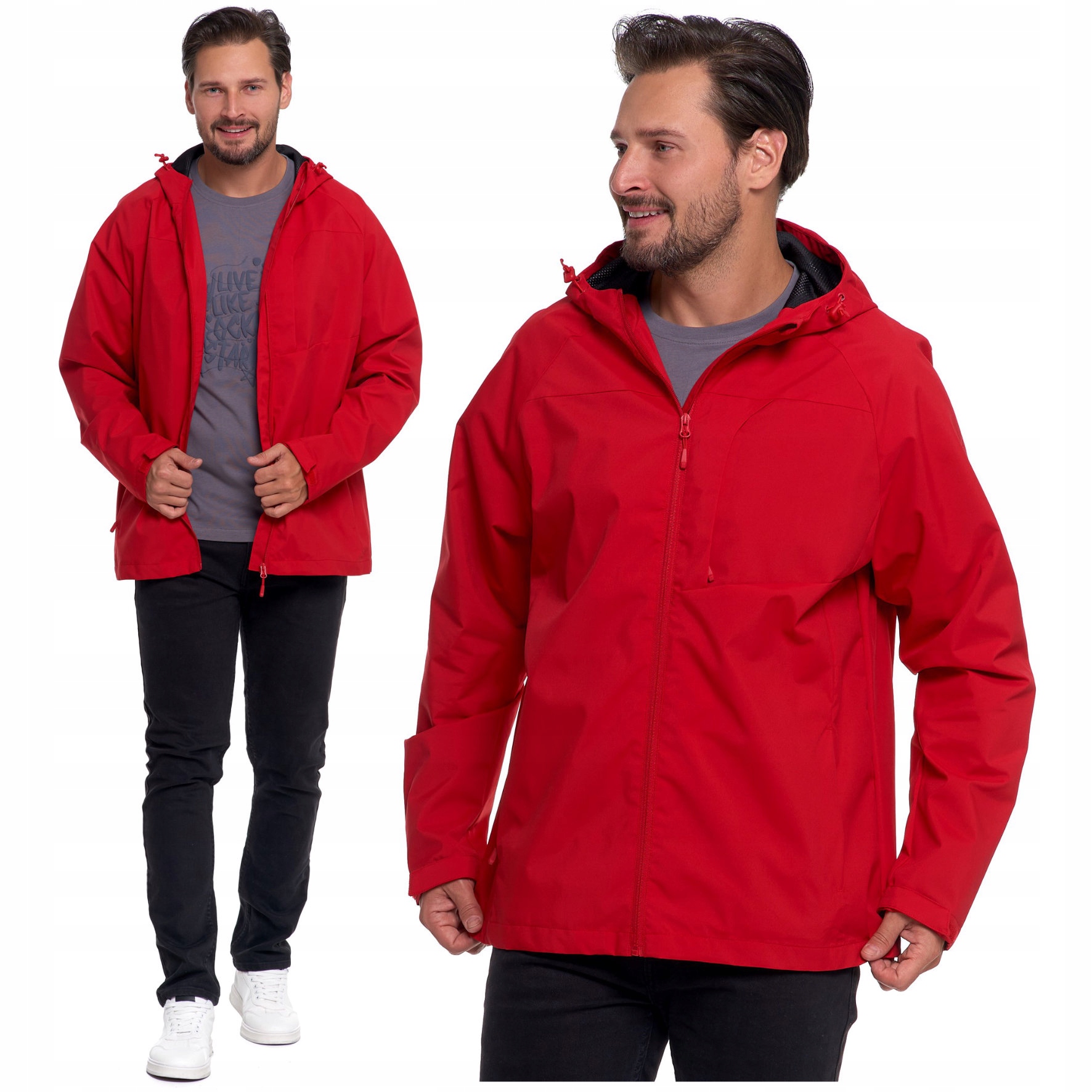 Přechodová Bunda Proti Dešti S Kapucí Unisex Moraj Červená XXL