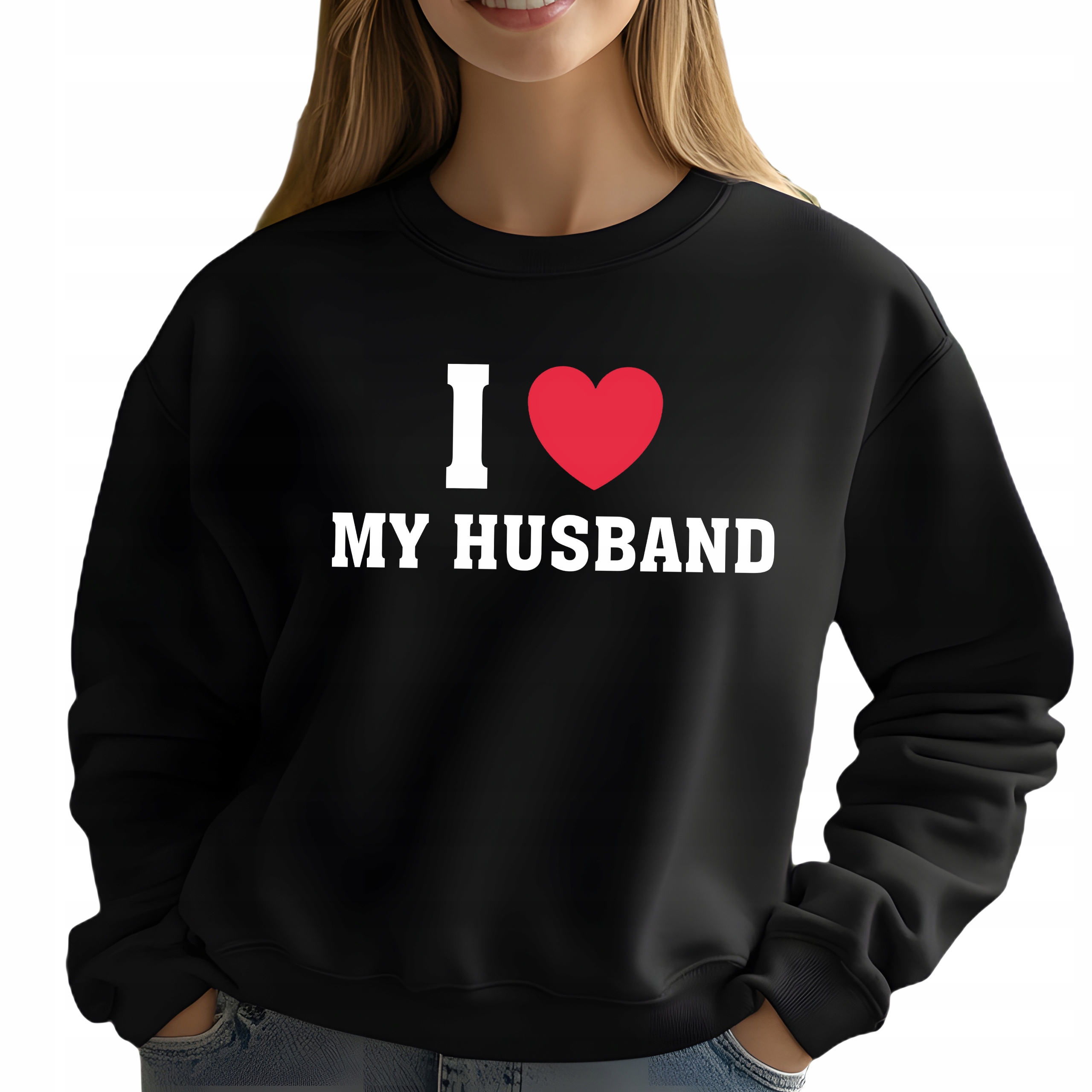 Mikina Černá Dresová Dárek I Love My Husband Velikost L Zábavný Vzhled