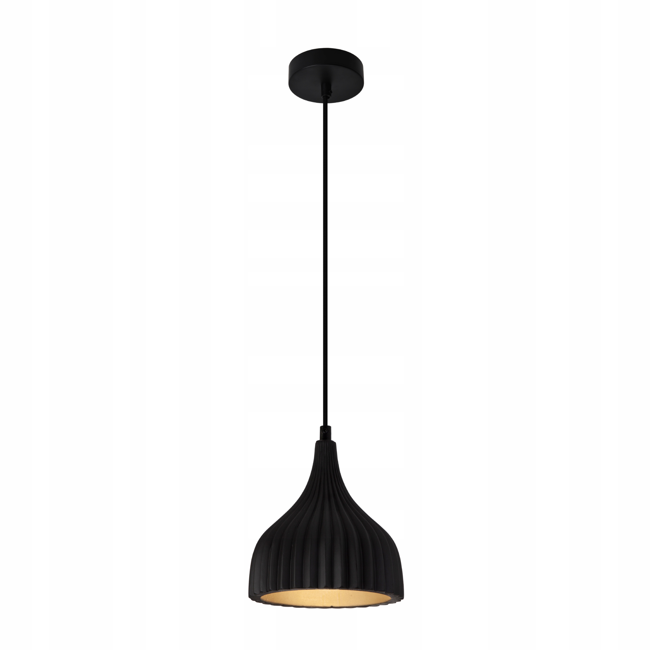 Lampa Wisząca Sufitowa Loft Betonowa Czarna Ryflowana Modern Kuchnia