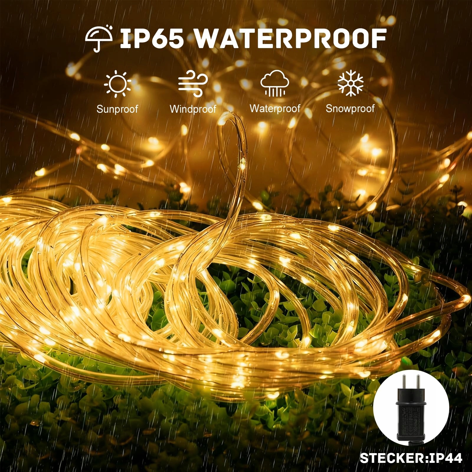 LED LICHTERSCHLAUCH 10M 200 LED Z PILOTEM IP65 DO OGRODU I WNĘTRZ — miniatura 6