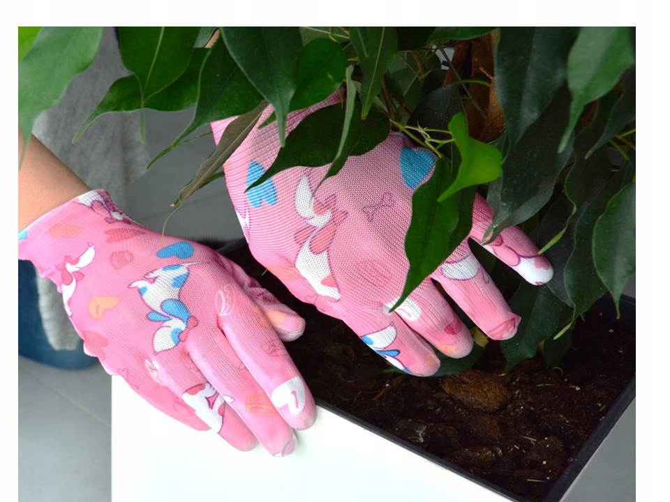 Женские садовые перчатки с покрытием розовый r. 8 длина короткие
