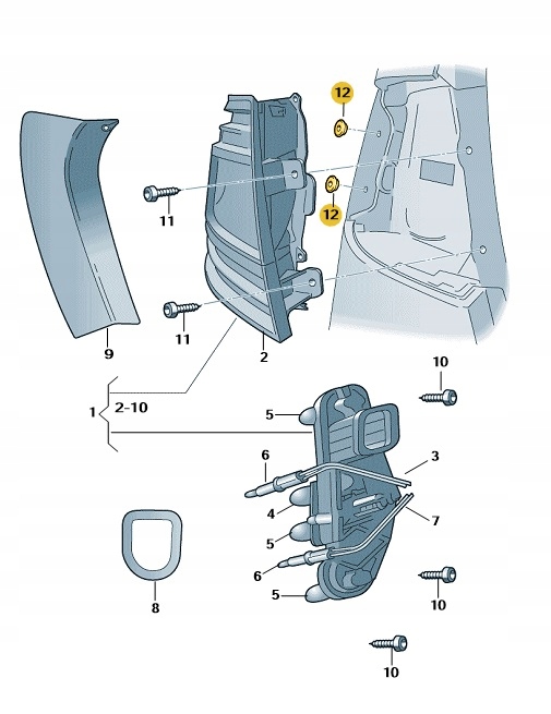 КРЕПЛЕНИЕ ФАРЫ ЗАД SKODA VW SEAT 5E0945067A фото 2