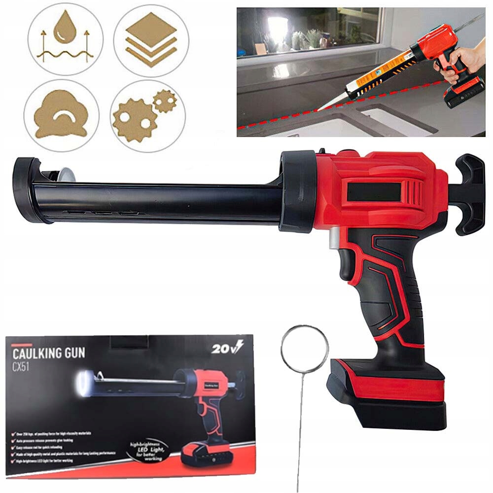 Odšťavňovač Pistole Na Silikonovou Hustou Hmotu 4 Rychlosti S Led Pro Dveře