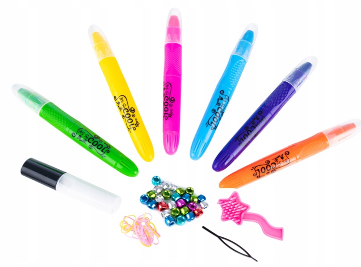 FARBY DO WŁOSÓW KOLOROWE TATUAŻE BROKATOWE DZIECI Kod producenta ZESTAW ZMYWALNYCH FARB DO WŁOSÓW TATUAŻ