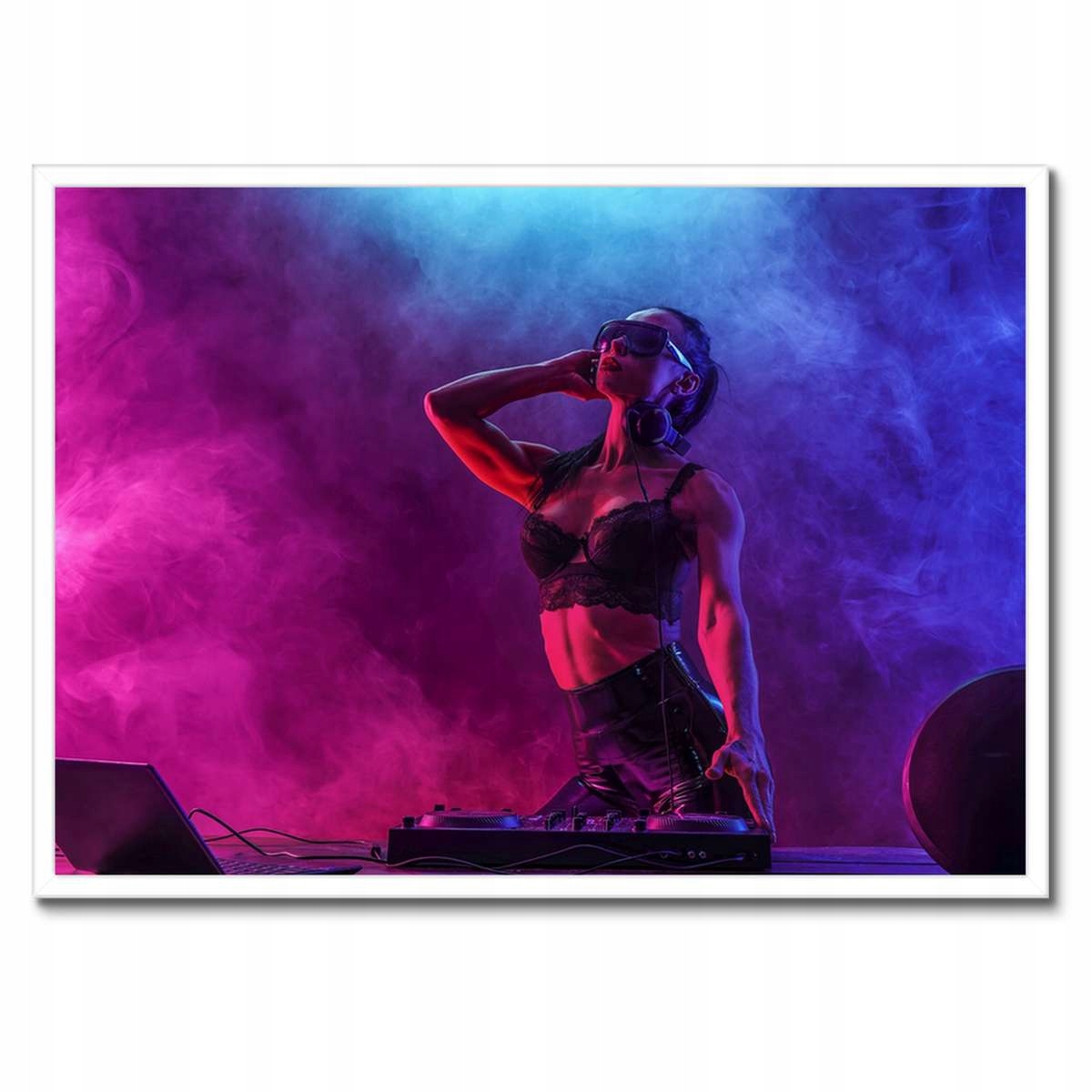 Plakáty v rámu 70x50 DJka Žena Dj Gramofon