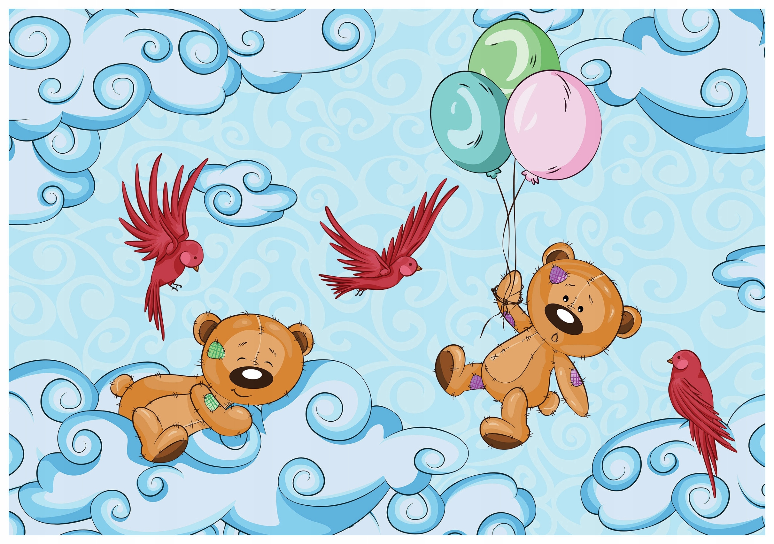 Vliesová fototapeta Medvedíky a balóny do detskej izby 416x254 lepidlo