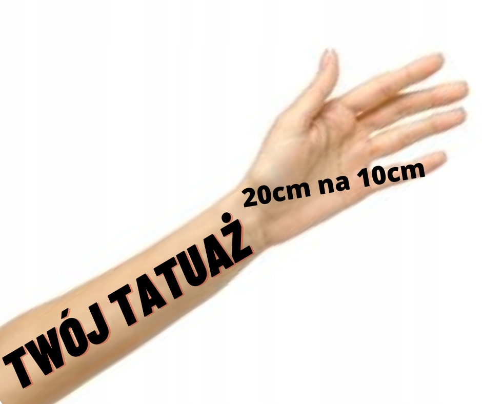 

Tatuaż tymczasowy Twój Tekst Na Zamówienie 20cm