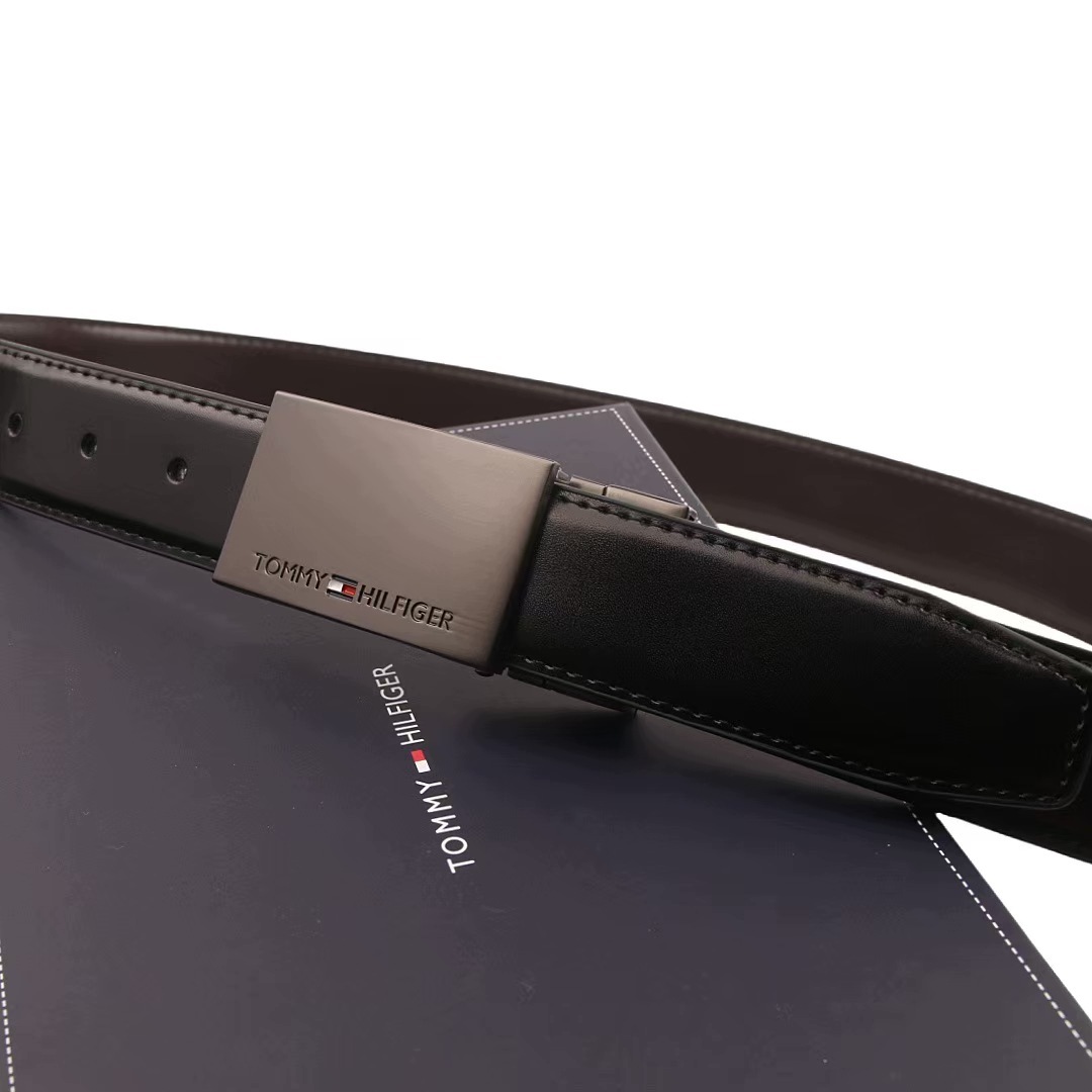 Kožený Pásek pro muže černý Tommy Hilfiger 110 cm