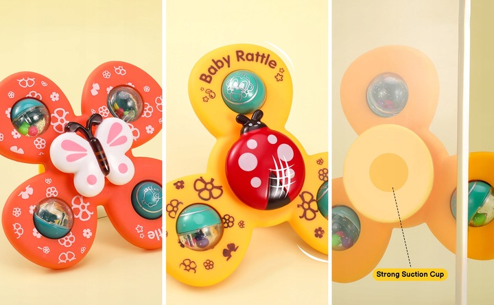 FIDGET SPINNER Z PRZYSSAWKĄ SENSORYCZNA 3 SZTUKI prezent urodzinowy Rodzaj Fidget Spinner