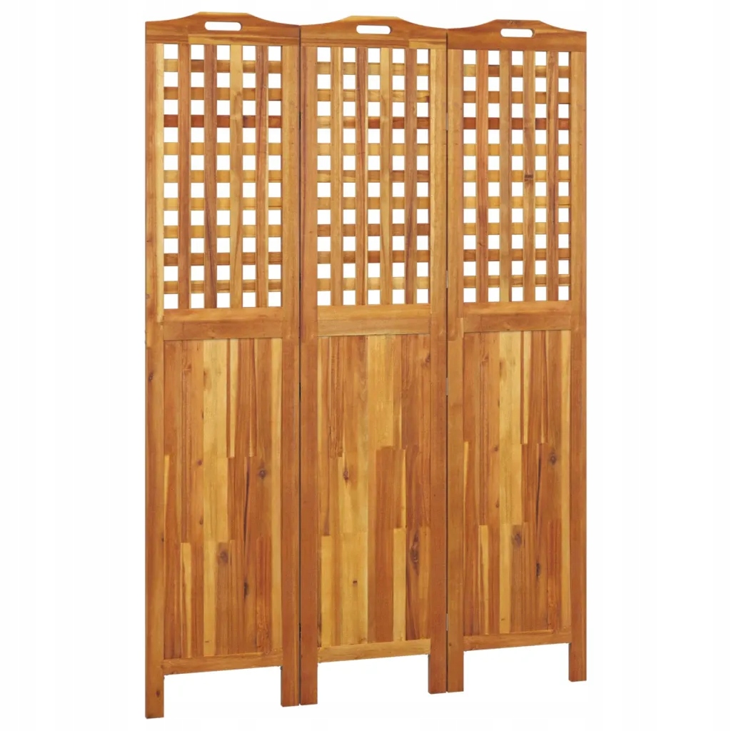 Parawan 3-panelowy, 121,5x2x180 cm, lite drewno ak