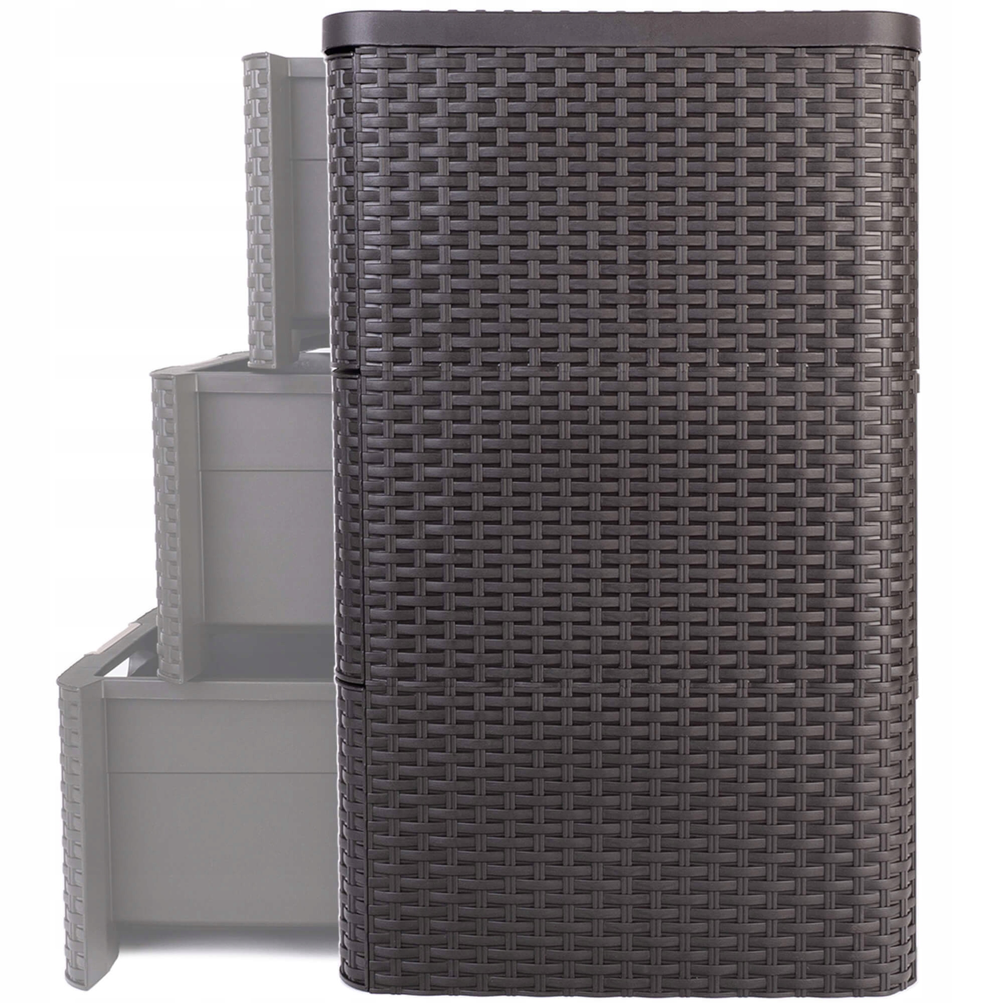 CURVER REGAŁ Z 3 SZUFLADAMI SZAFKA KOMODA ŁAZIENKOWY RATTAN BRĄZOWY 3x14L Głębokość mebla 38 cm