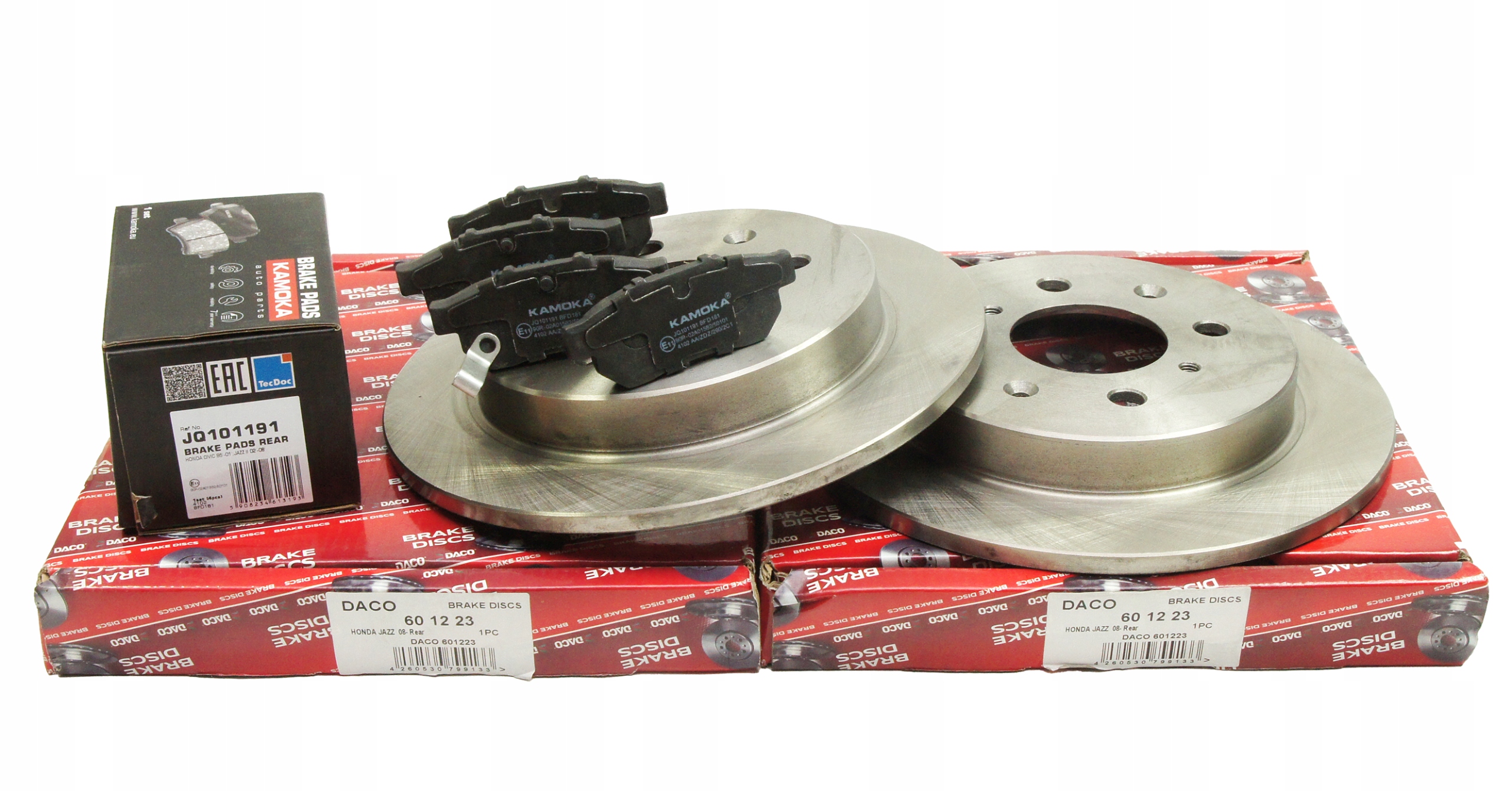 TARCZE HAMULCOWE + KLOCKI TYŁ HONDA JAZZ III 2008-