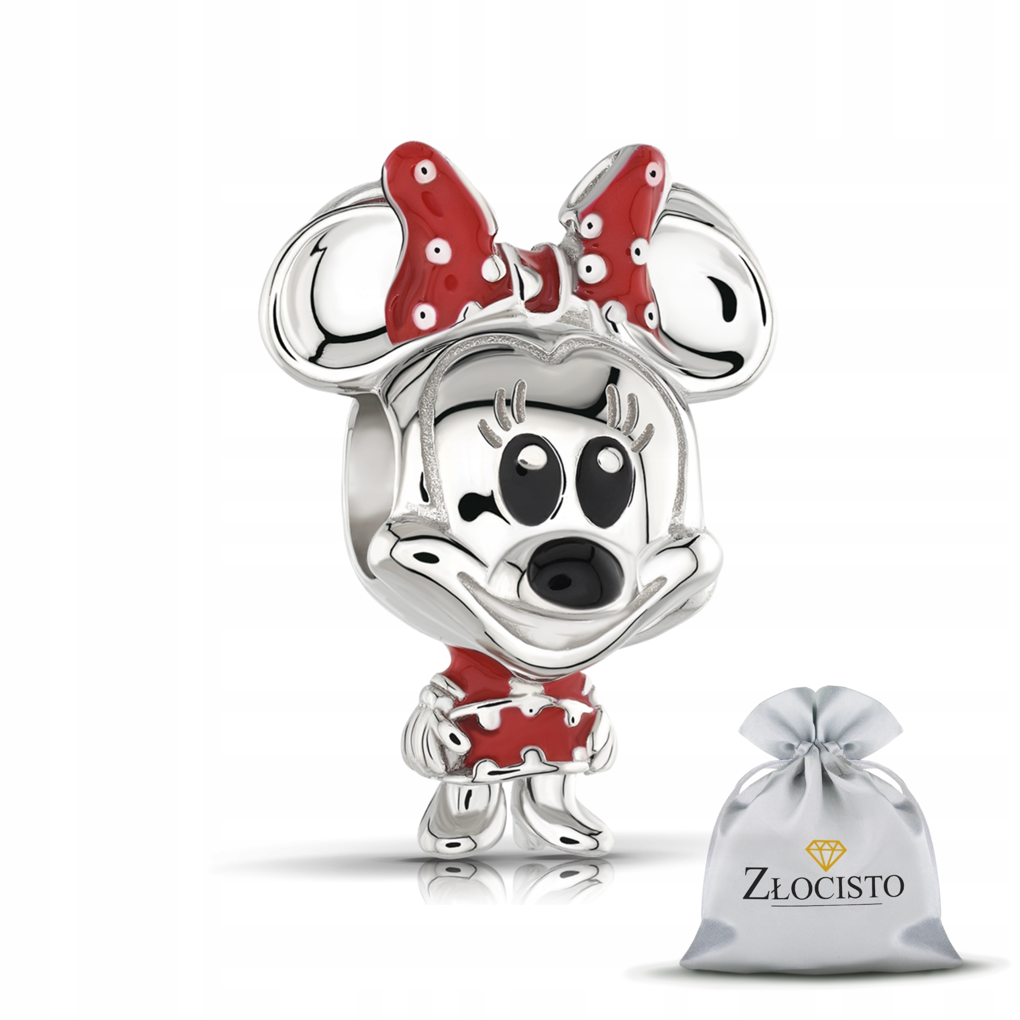 Stříbrný Korálek myšák Mickey Mouse S Stužkou 925