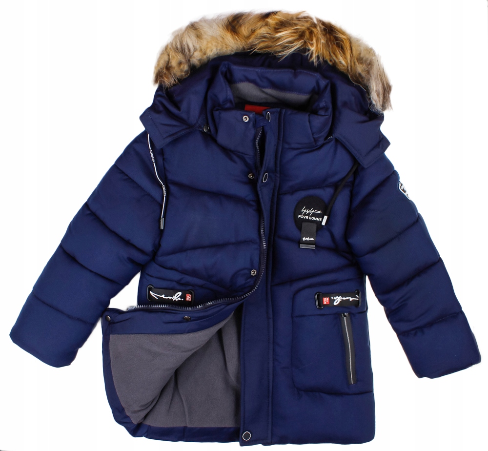 

II Parka kaptur Kurtka puchowa Futerko granat 134