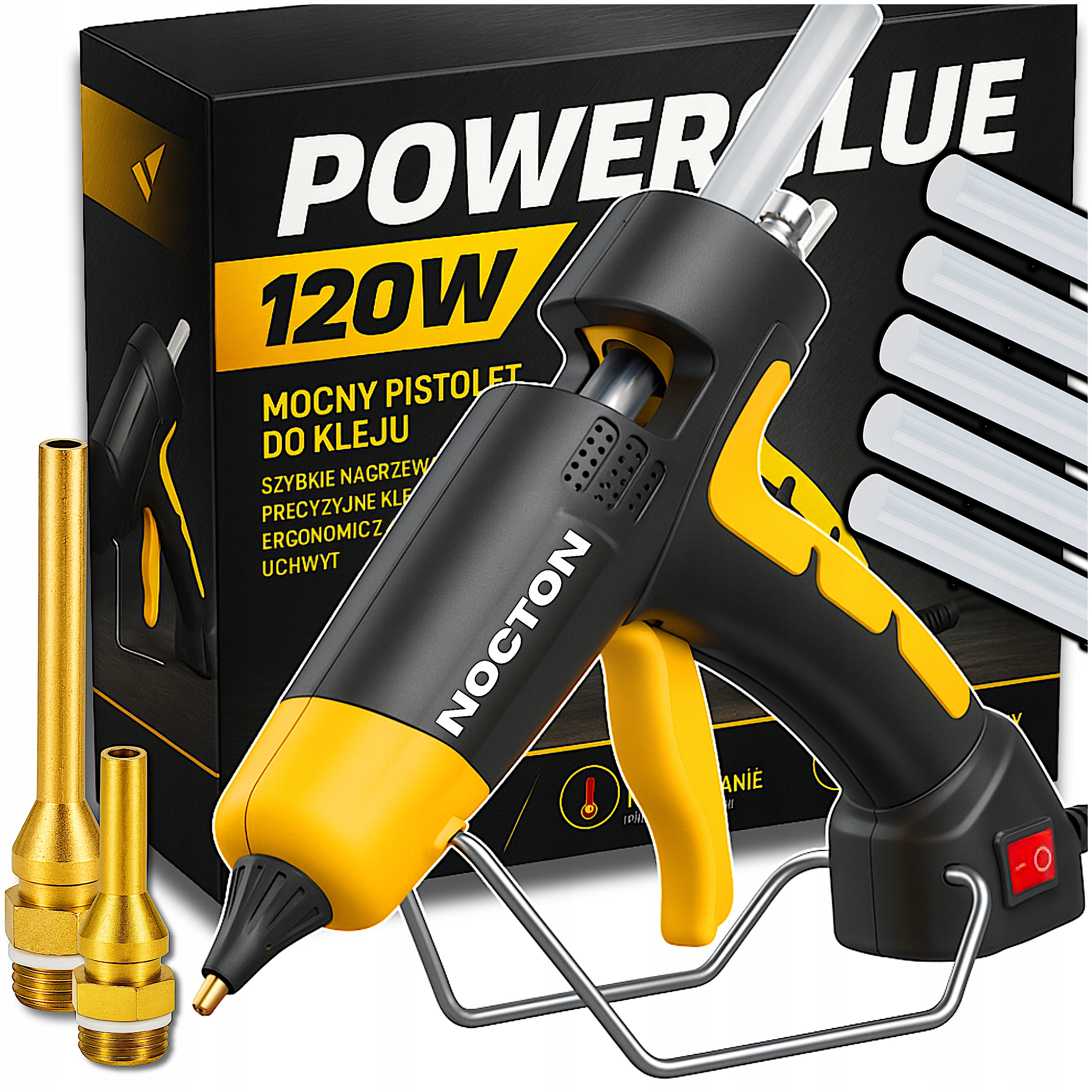 Pistole Na Horké Lepidlo 120W 11mm 2x Tryska Na Lepení Lepidlo Vložky