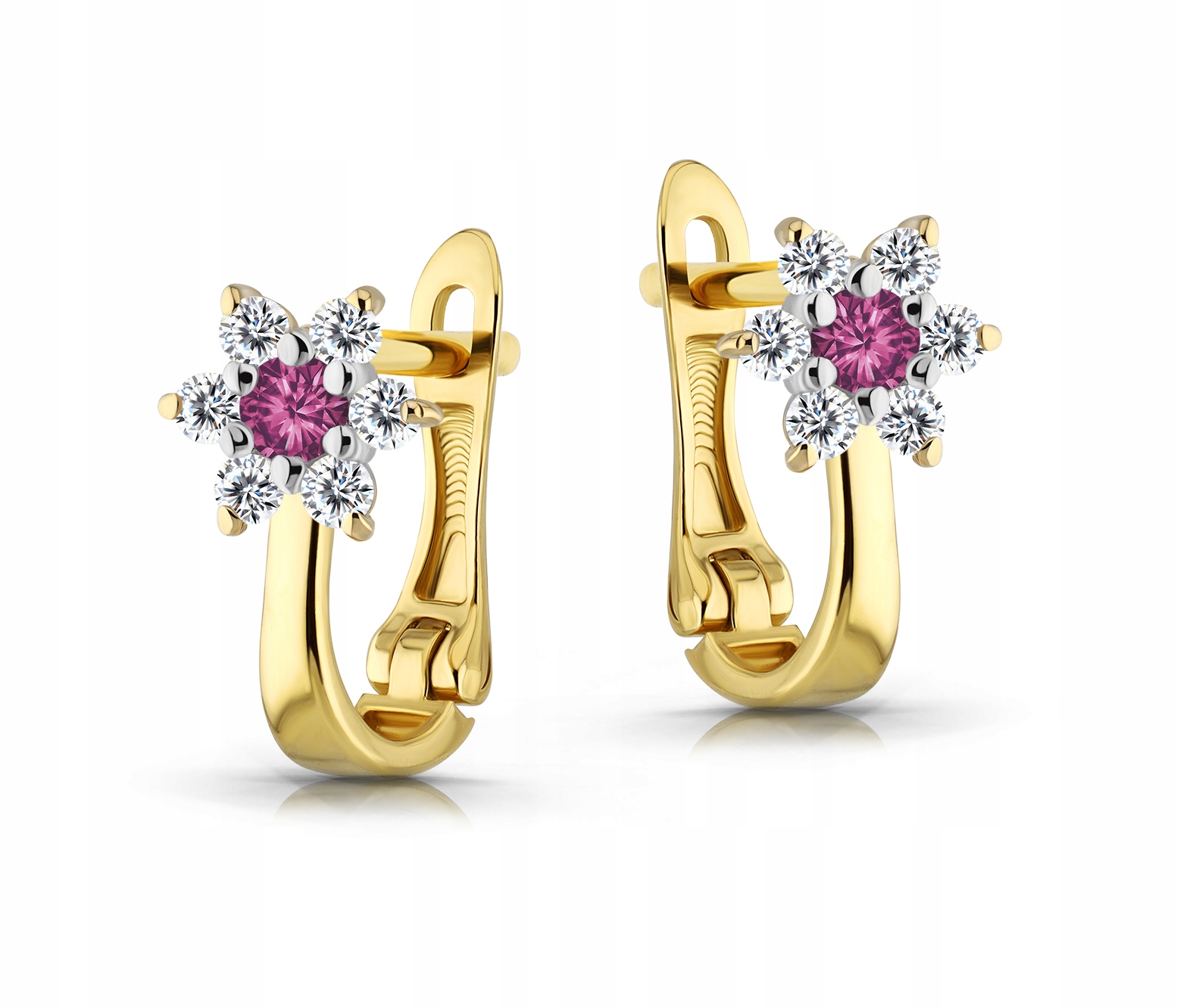 ZŁOTE KOLCZYKI 585 KWIATKI DLA DZIEWCZYNKI+GRATISY Marka LAMUR