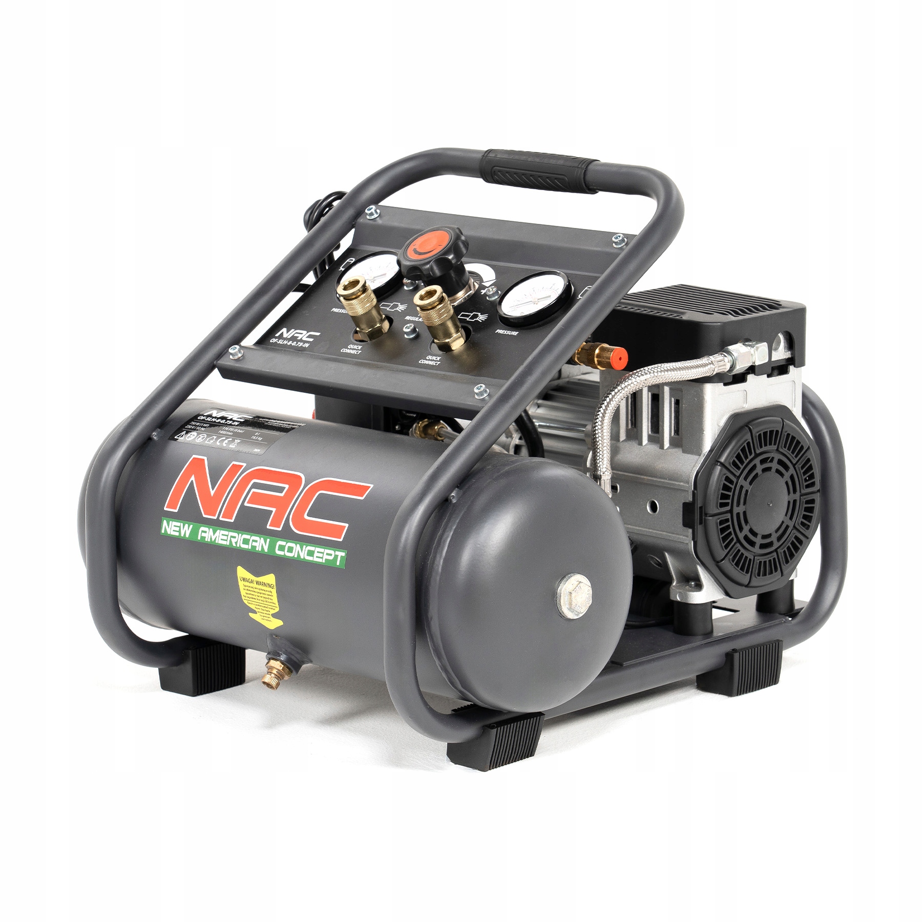 Ručný Bezolejový Kompresor 750W 8L Nac 1HP Tichý Kompresor Vzduchu 76DB