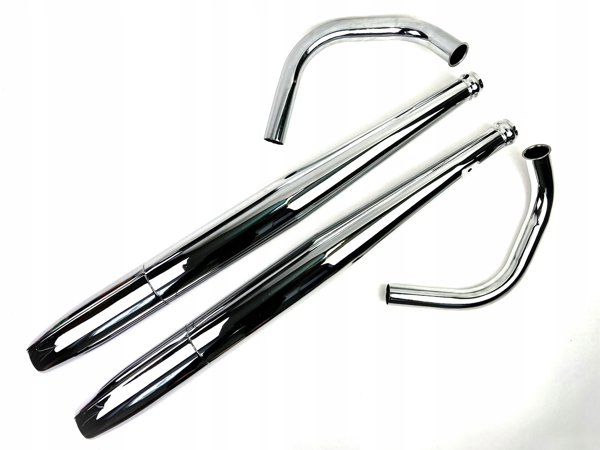 Tłumiki wydech kolanka Cz 350 typ 472 komplet Duells chrom 6V, 12V