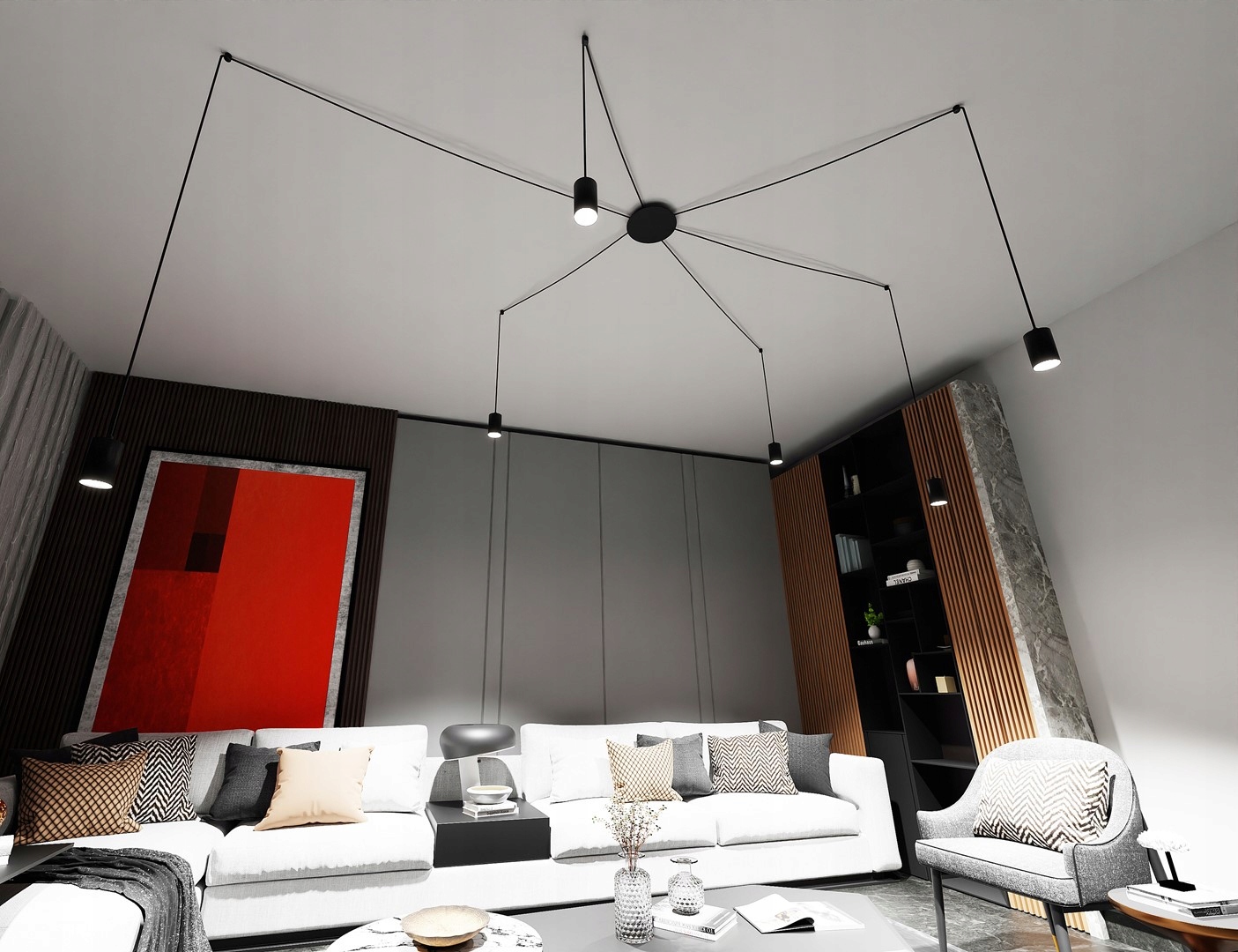 Traker 6 Bl/black Závěsné lampy Ocel lakovaná Černá 10W Max Led