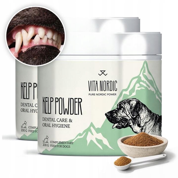 Vita Nordic Dental 2×200 g pro psa – přírodní prášek na zubní kámen