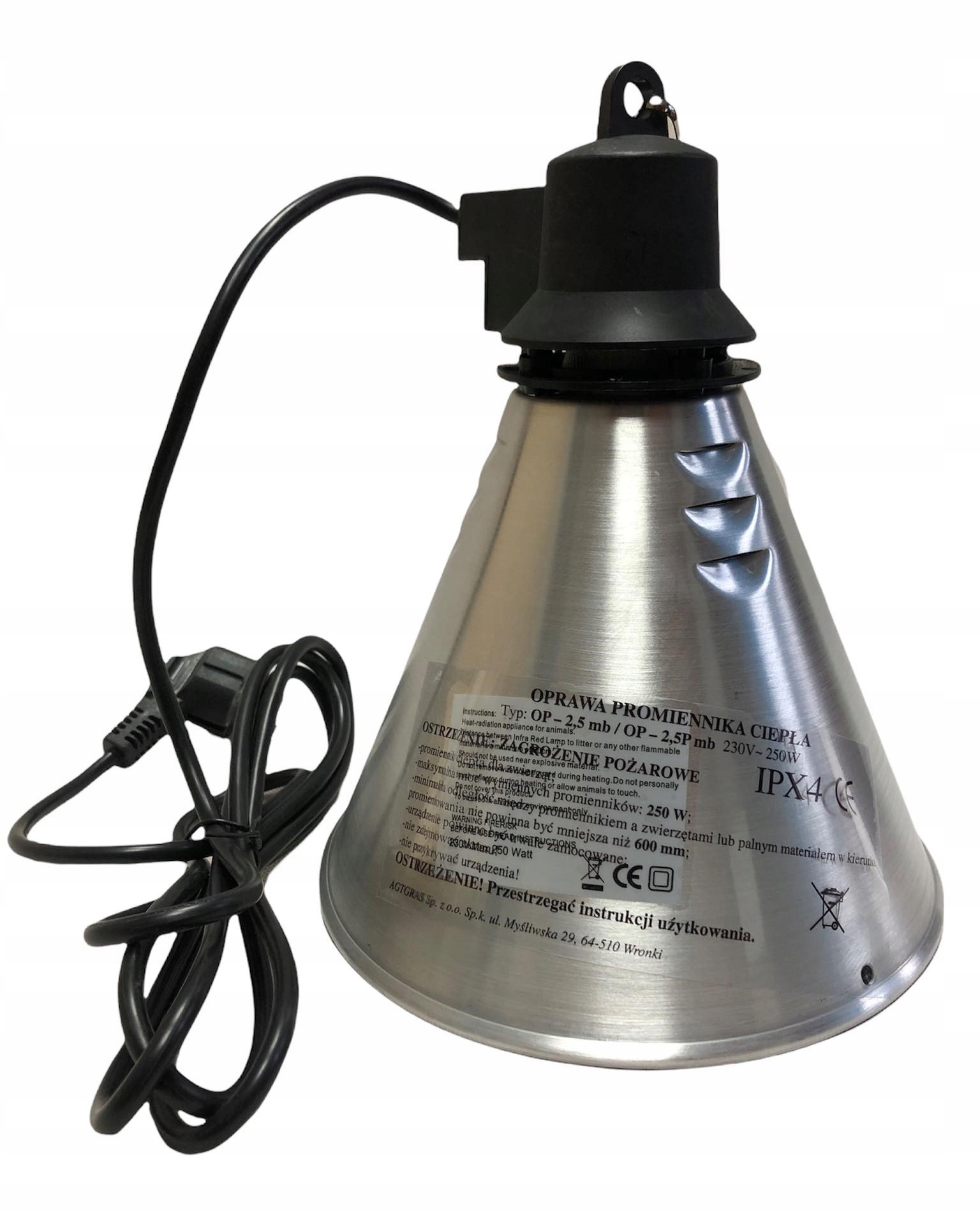 Oprawa promiennika Z regulacja lampy kwoka oslona