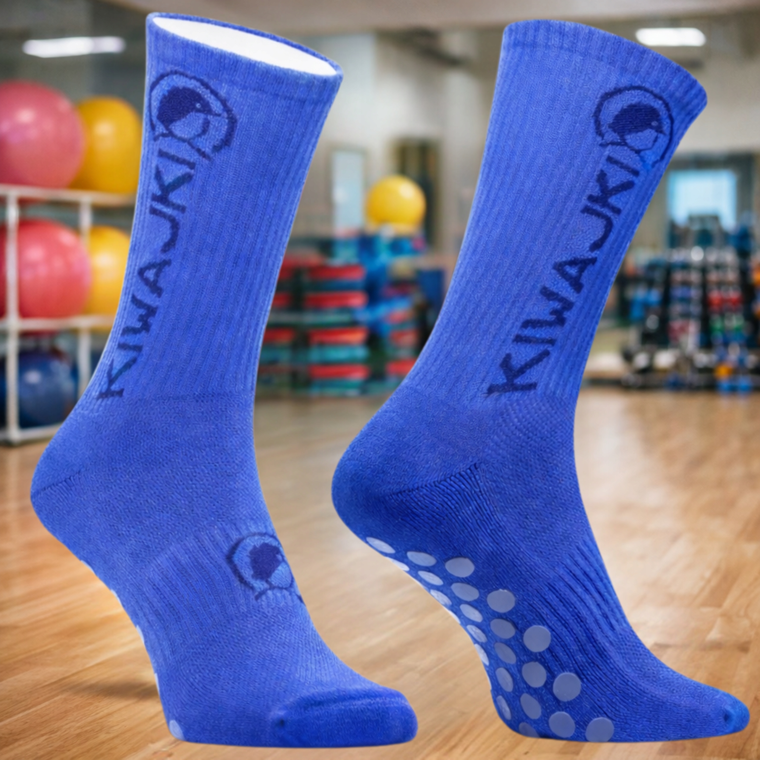 Skarpety antypoślizgowe Pro fitness joga sportowe Kiwajki niebieskie 46-49