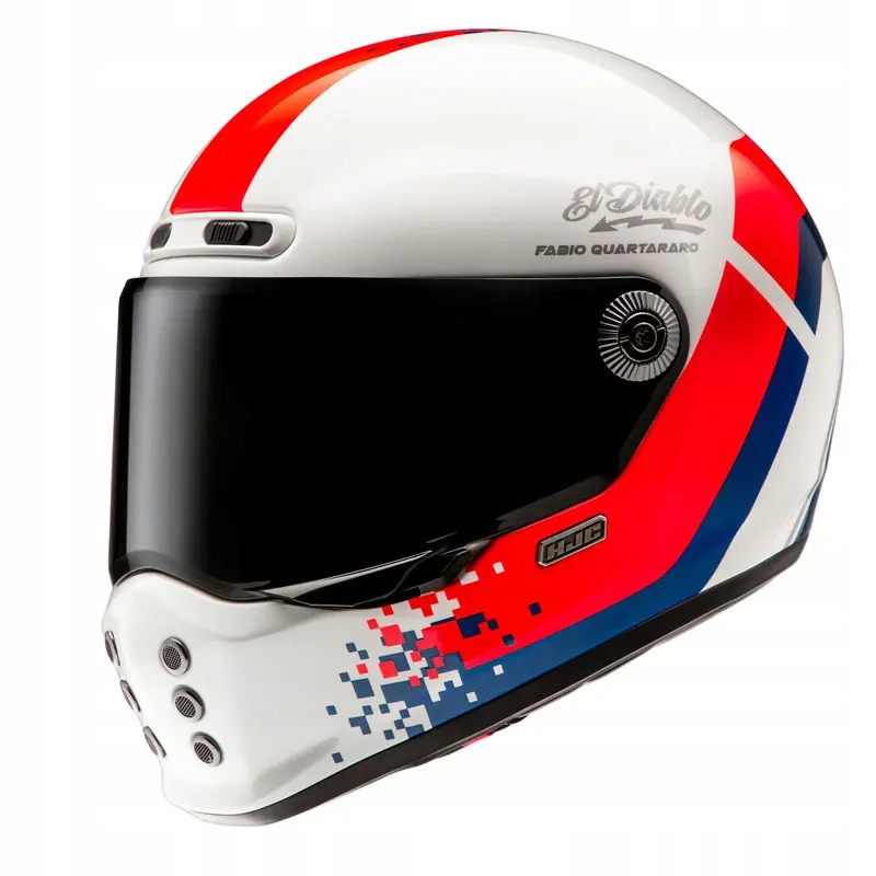Prilba na motocykel integrálna Hjc V10 FQ20 Retro White/Red/Blue L