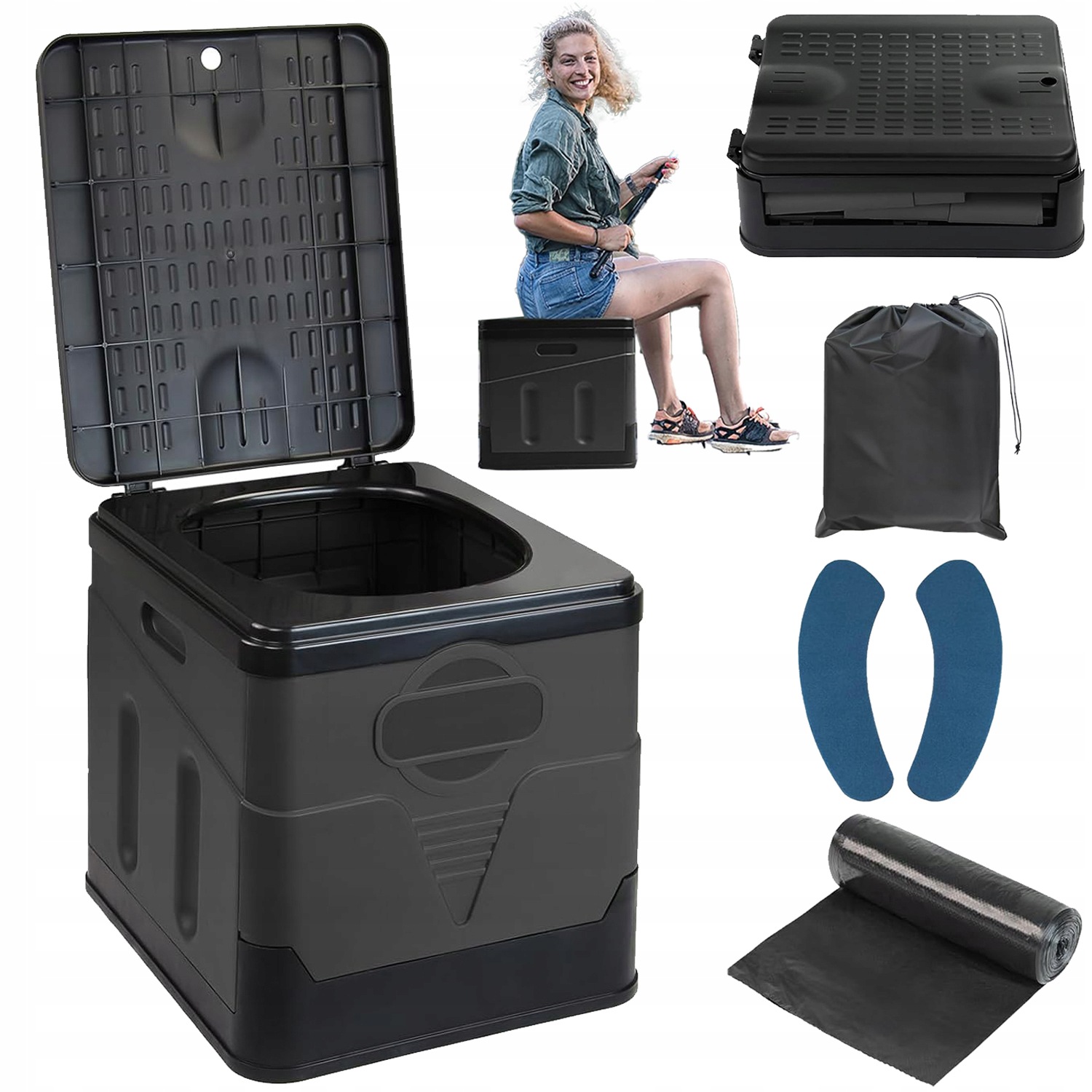 Toaleta Turystyczna Przenośna Kempingowa Składana Mobilne Wc Namiot XL 20L