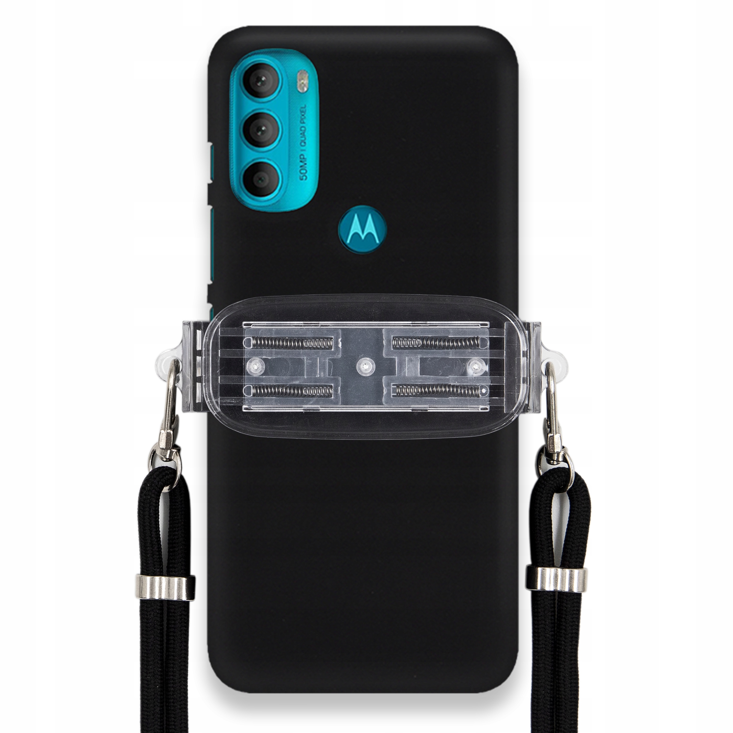 Pouzdro Pro Motorola G71 5G Matné Černé Pouzdro Univerzální Držák Černá Šňůrka