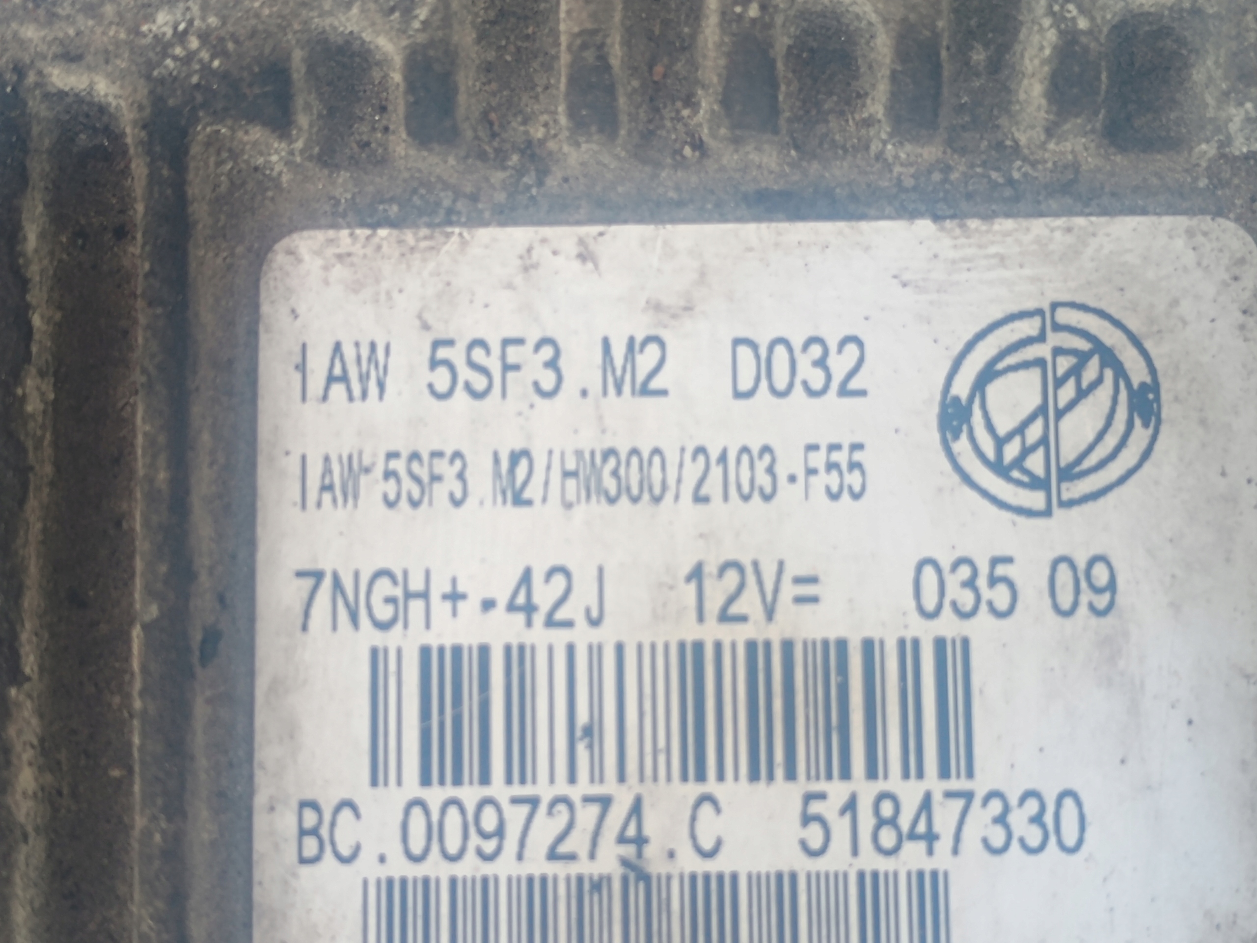 control unit of the engine 1AW5SF3M2 FIAT 1.2