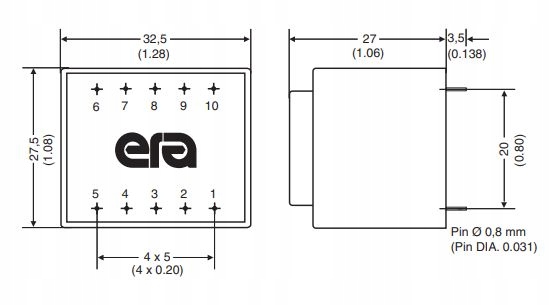 BV030 Transformator 230V / 2 x 15V 2VA EI30/15,5 [1szt.] EAN (GTIN) 6136188568187