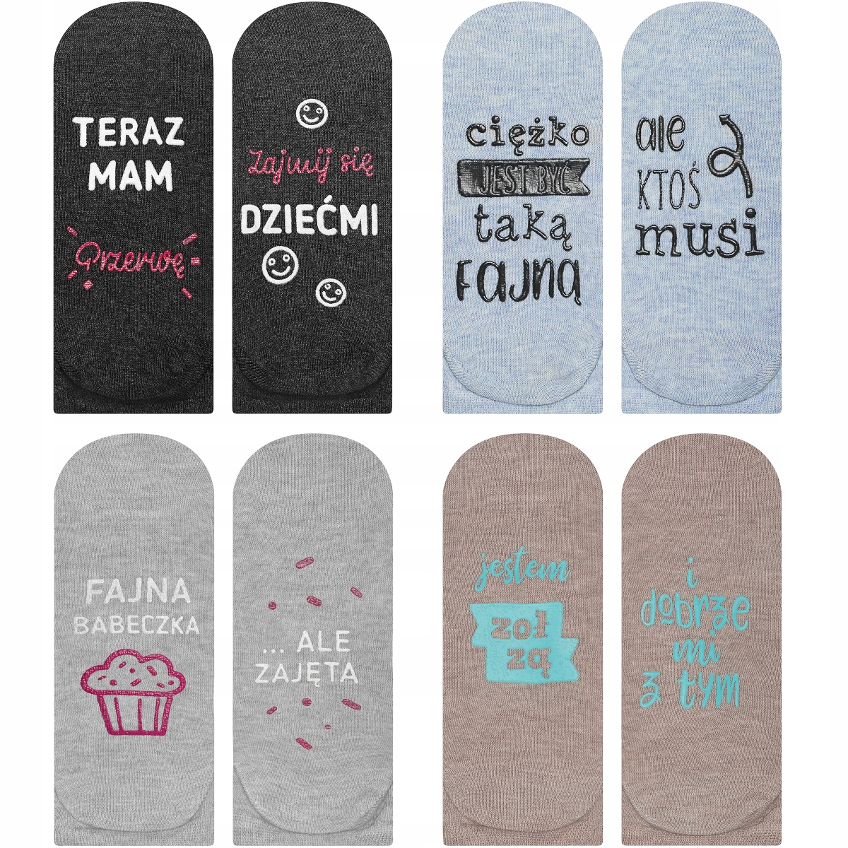 

4x Stopki Damskie Soxo Skarpetki Zabawne Wesołe