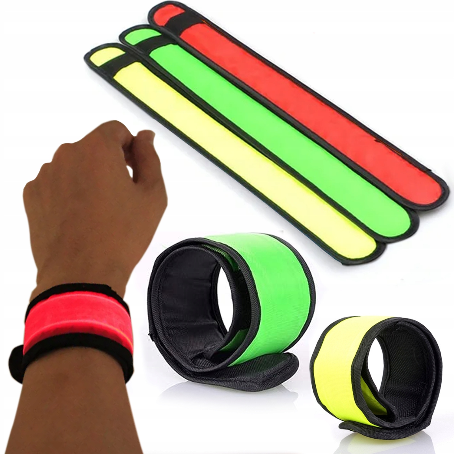 ODBLASKOWA OPASKA LED DO BIEGANIA NA SPACER ROWER NA BATERIE NA RĘKĘ 25 CM