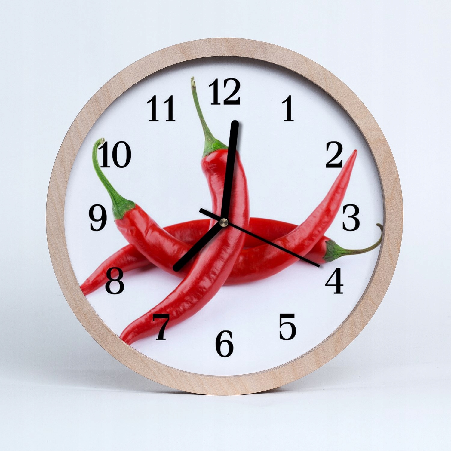 Dřevěné nástěnné hodiny Tichý Chilli Kuchyně 25 cm
