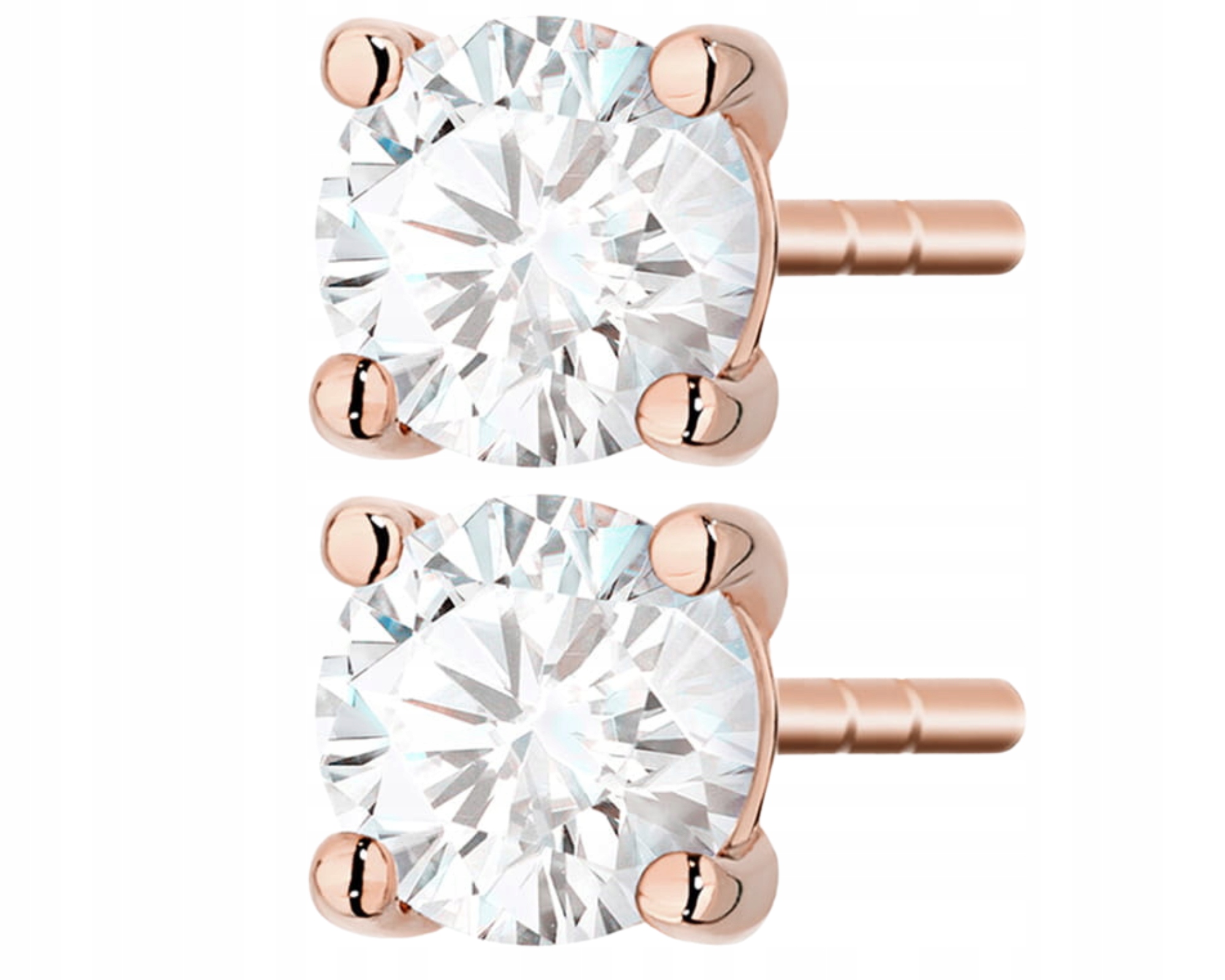 Růžové Zlato Náušnice Diamanty Brilianty Tyčinky Vruty Zlato 585