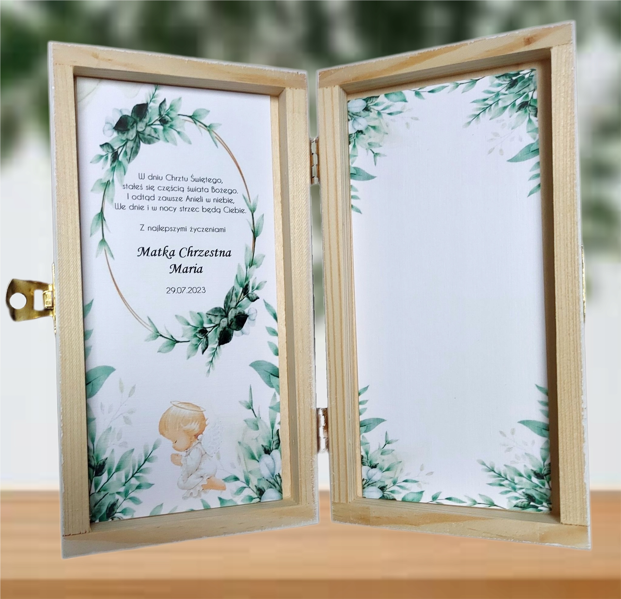 Pamiątka Sakramentu CHRZTU ZE STÓPKAMI * prezent Okazja Baby Shower