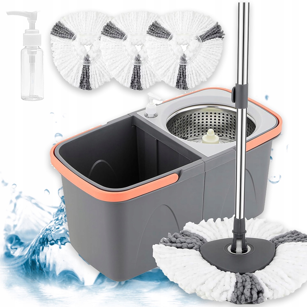 Levně Rotační Mop S Rotačním Kbelíkem Se Ždímačem Kulatý Teleskopická Tyč 2V1