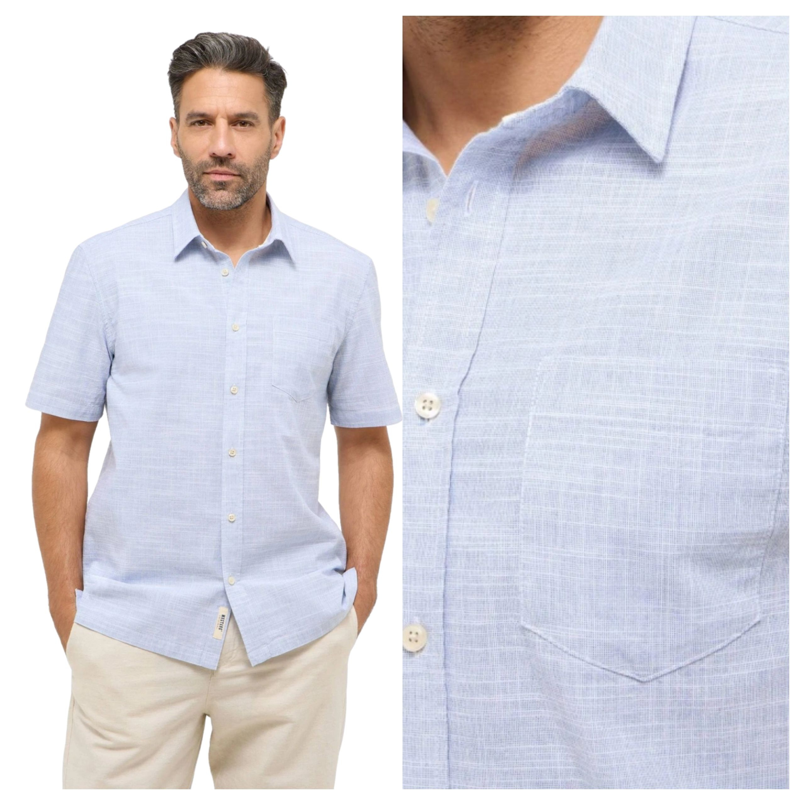Pánská košile Mustang Darien Faded Denim Modrá Džínová 5XL