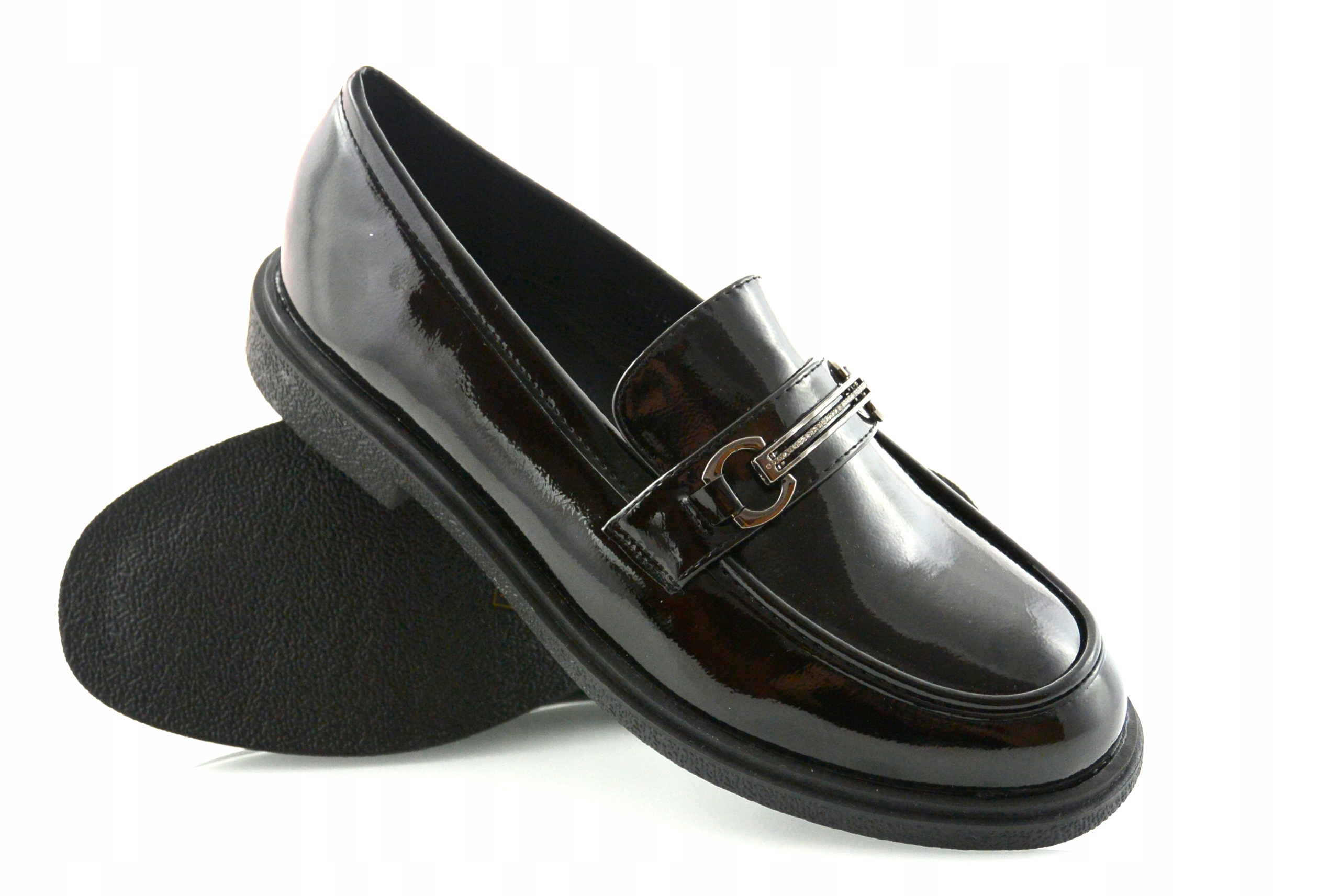 DAMSKIE WYGODNE LAKIEROWANE PÓŁBUTY MOKASYNY 41 Rozmiar 41