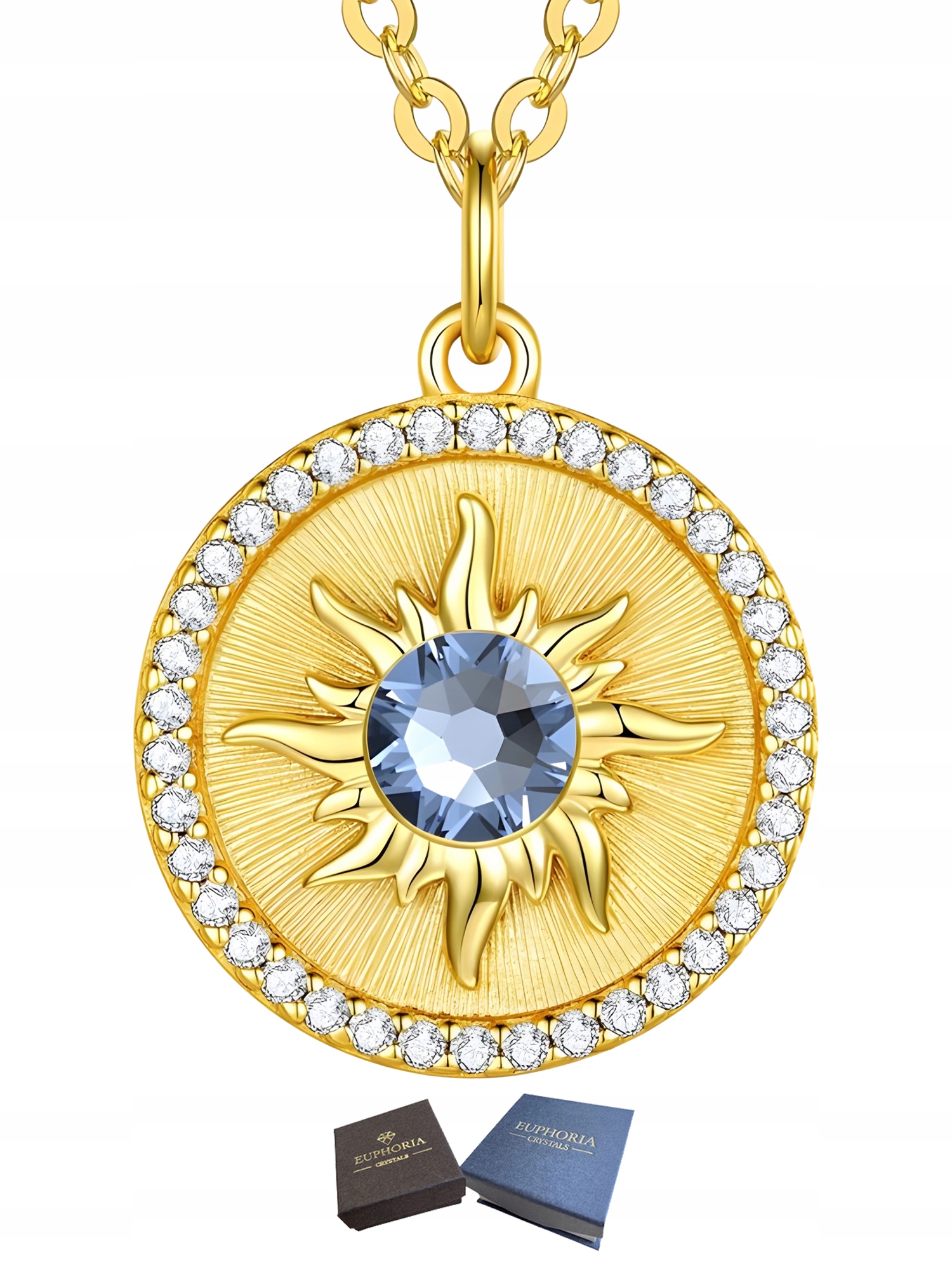 Zlatý náhrdelník Slunce se zirkony Stříbro 925 jako Dárek Gravírování pro ženy