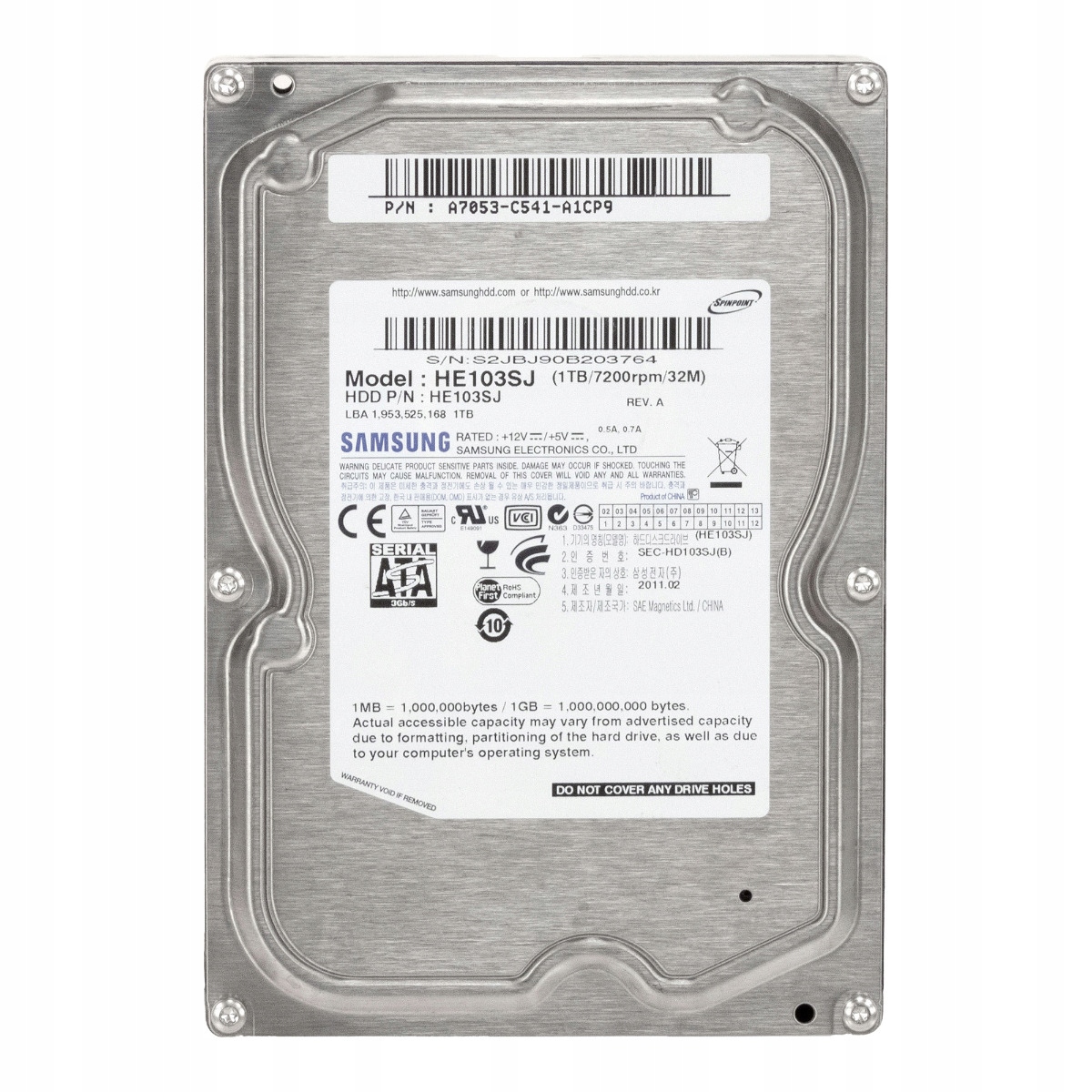Samsung SpinPoint F3R 1TB 7.2K 32MB Sata II 3.5'' HE103SJ