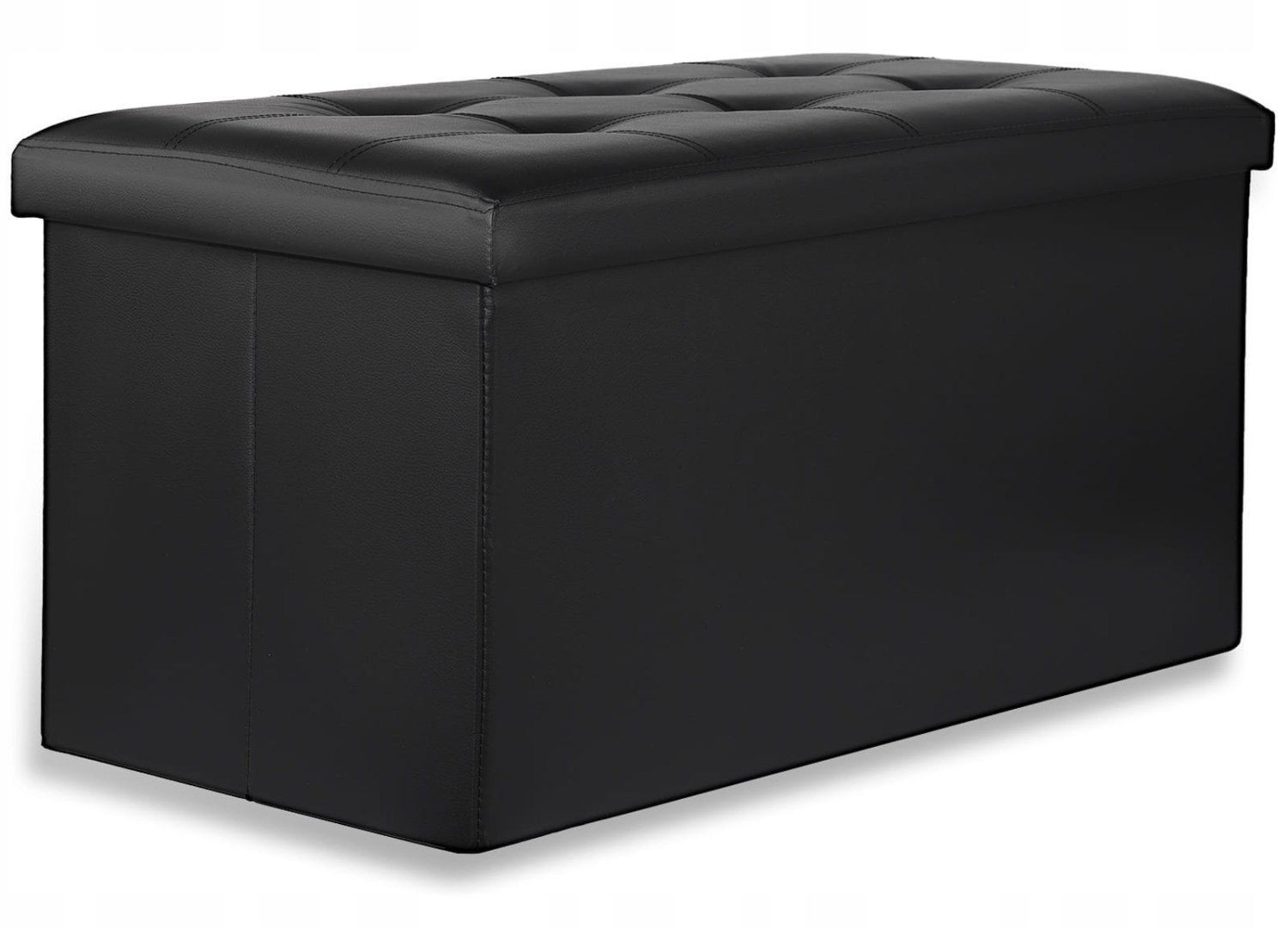 Skládací Taburet XXL s knoflíky 80x40x40cm, černá ekokůže