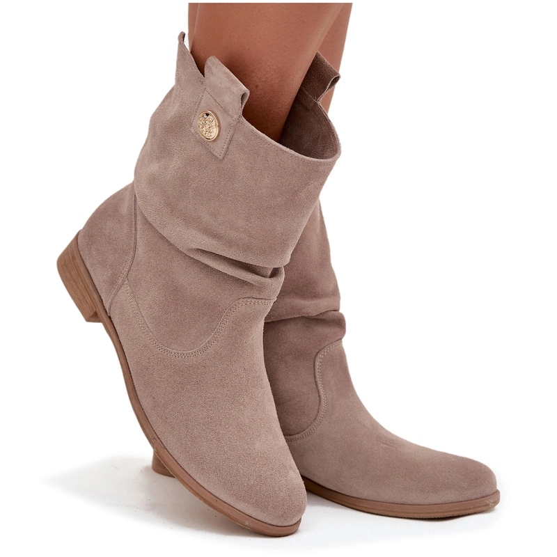 Dámské Kotníkové Boty S Plochým Podpatkem Zazoo 4210 Béžové 36
